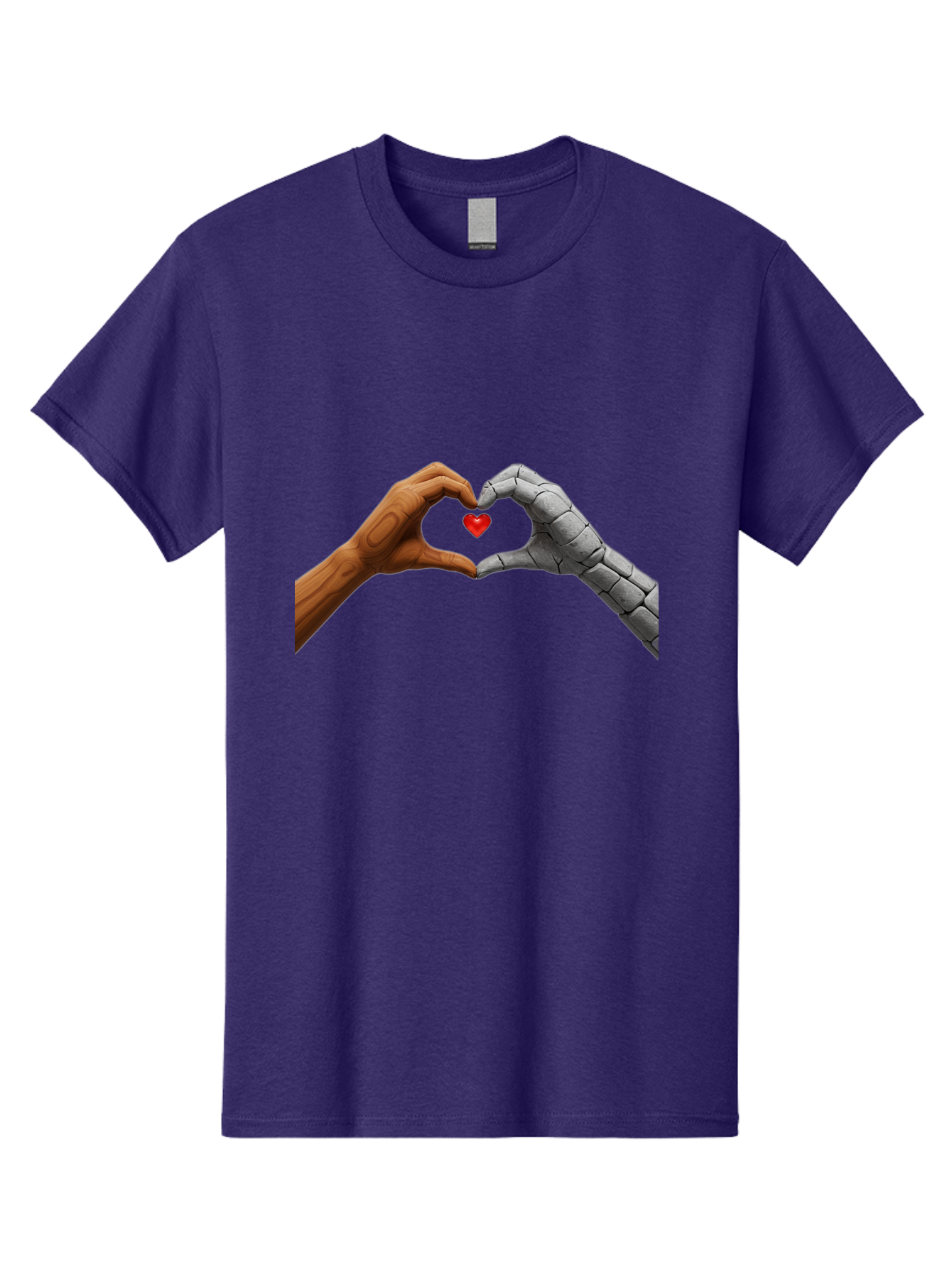 Robot-Hand-Human-Hand-Heart Men'S Graphic Tee, 100% Cotton, Comfortable Casual Summer Wear, Machine Washable, Human Hand, Robot Hand, Heart Shape, Love Symbol, Technology And Humanity, Futuristic Love, Robotic Love, Hand Gesture, Red Heart Bae077