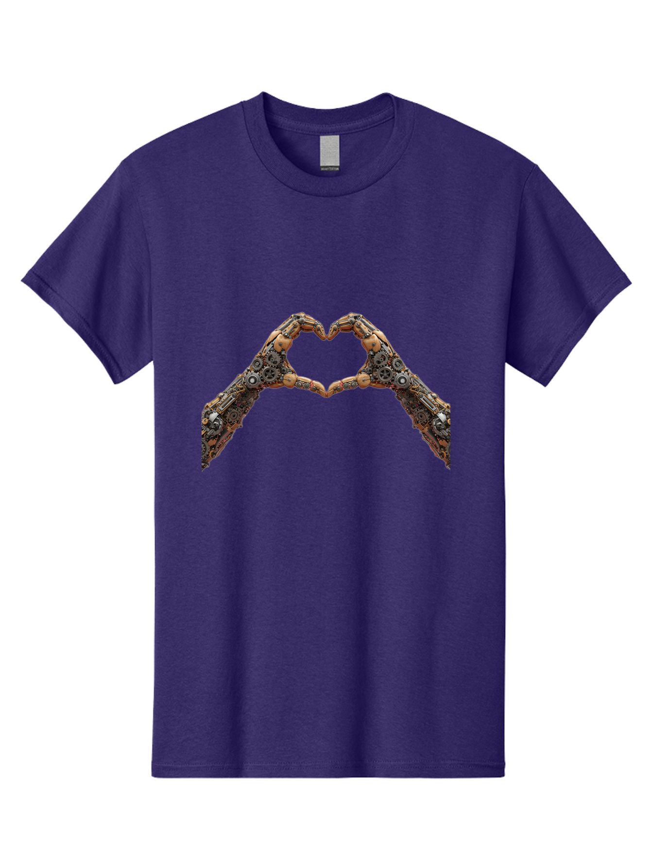 Robot-Hands-Heart Men'S Graphic Tee, 100% Cotton, Comfortable Casual Summer Wear, Machine Washable, Robot Hands Forming A Heart, Steampunk Design, Mechanical Love, Robotic Machinery, Gear Components, Industrial Elements, Symbol Of Affection, Bae078