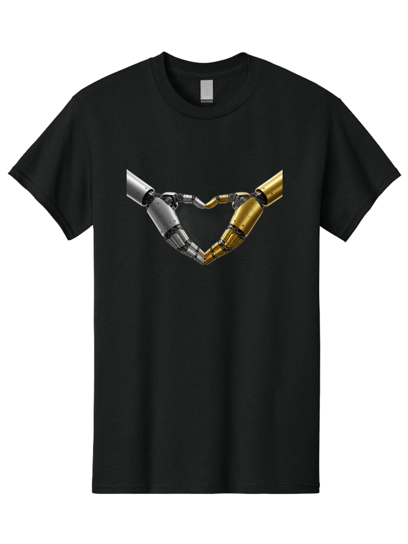 Robotic-Hands Men'S Graphic Tee, 100% Cotton, Comfortable Casual Summer Wear, Machine Washable, Robotic Arms, Mechanical Hands, Artificial Intelligence, Robotic Love, Futuristic Technology, Robotic Connection, Heart Shape Bae080