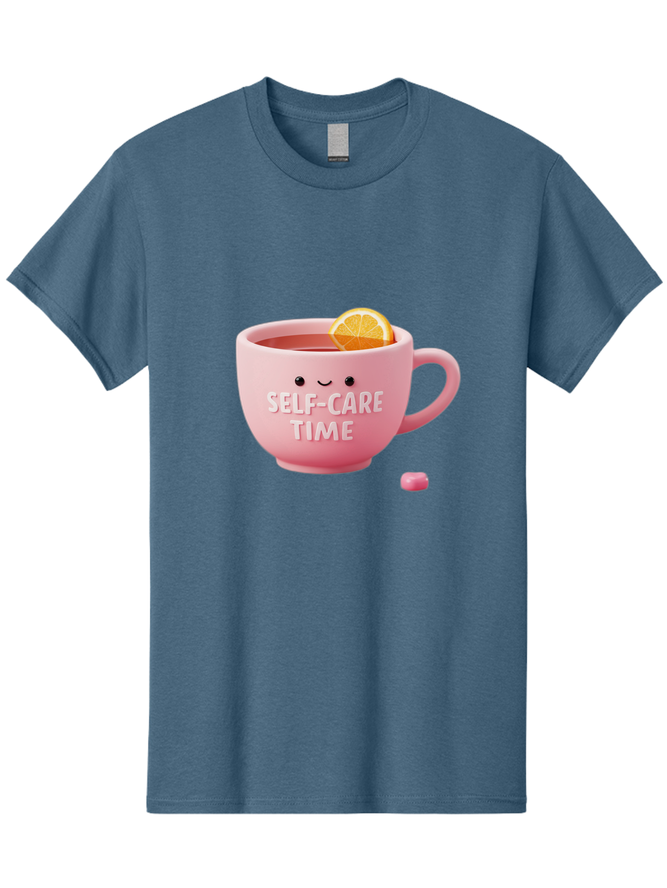 Self-Care-Time-1 Men'S Graphic Tee, 100% Cotton, Comfortable Casual Summer Wear, Machine Washable, Relaxing Tea, Self Care, Wellness, Mindfulness, Pink Tea Cup, Lemon Slice, Cozy Atmosphere, Calming Ambiance, Soothing Drink Bae082