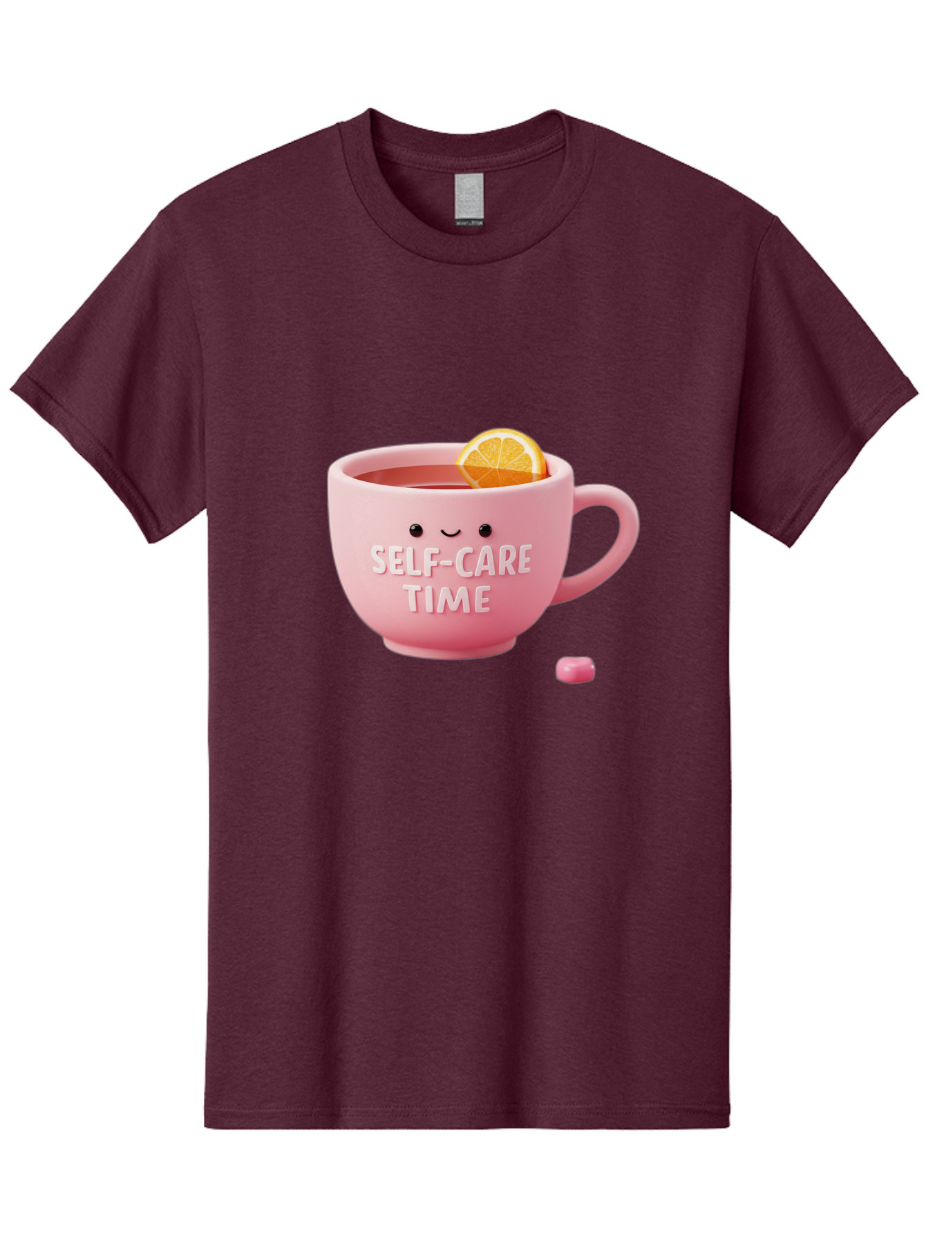 Self-Care-Time-1 Men'S Graphic Tee, 100% Cotton, Comfortable Casual Summer Wear, Machine Washable, Relaxing Tea, Self Care, Wellness, Mindfulness, Pink Tea Cup, Lemon Slice, Cozy Atmosphere, Calming Ambiance, Soothing Drink Bae082