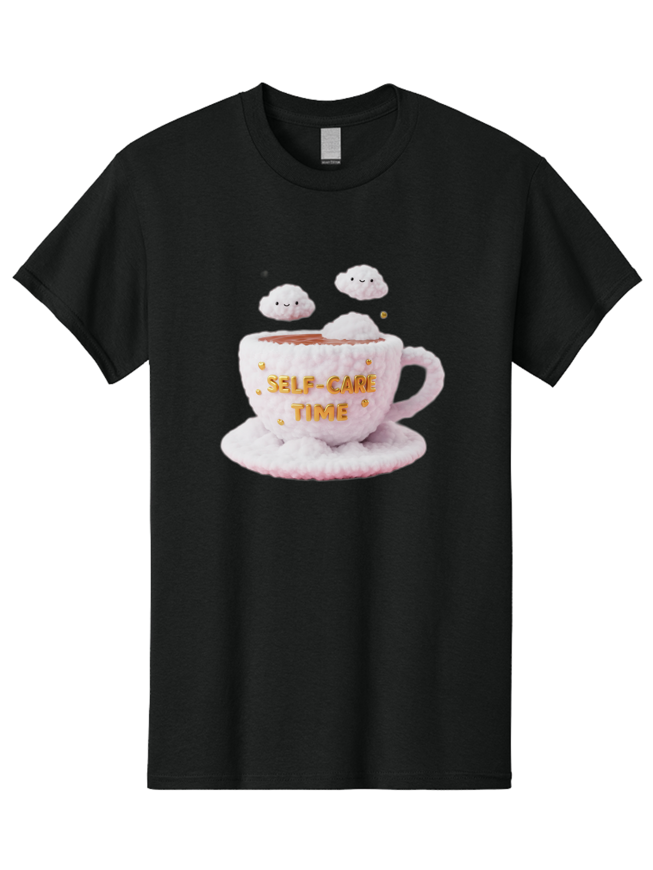 Self-Care-Time-4 Men'S Graphic Tee, 100% Cotton, Comfortable Casual Summer Wear, Machine Washable, Self-Care Time, Hot Coffee, Coffee Cup, Fluffy Clouds, Happy Face, Relaxation, Mindfulness, Calm Atmosphere, Soothing Ambiance, Mental Wellness Bae085