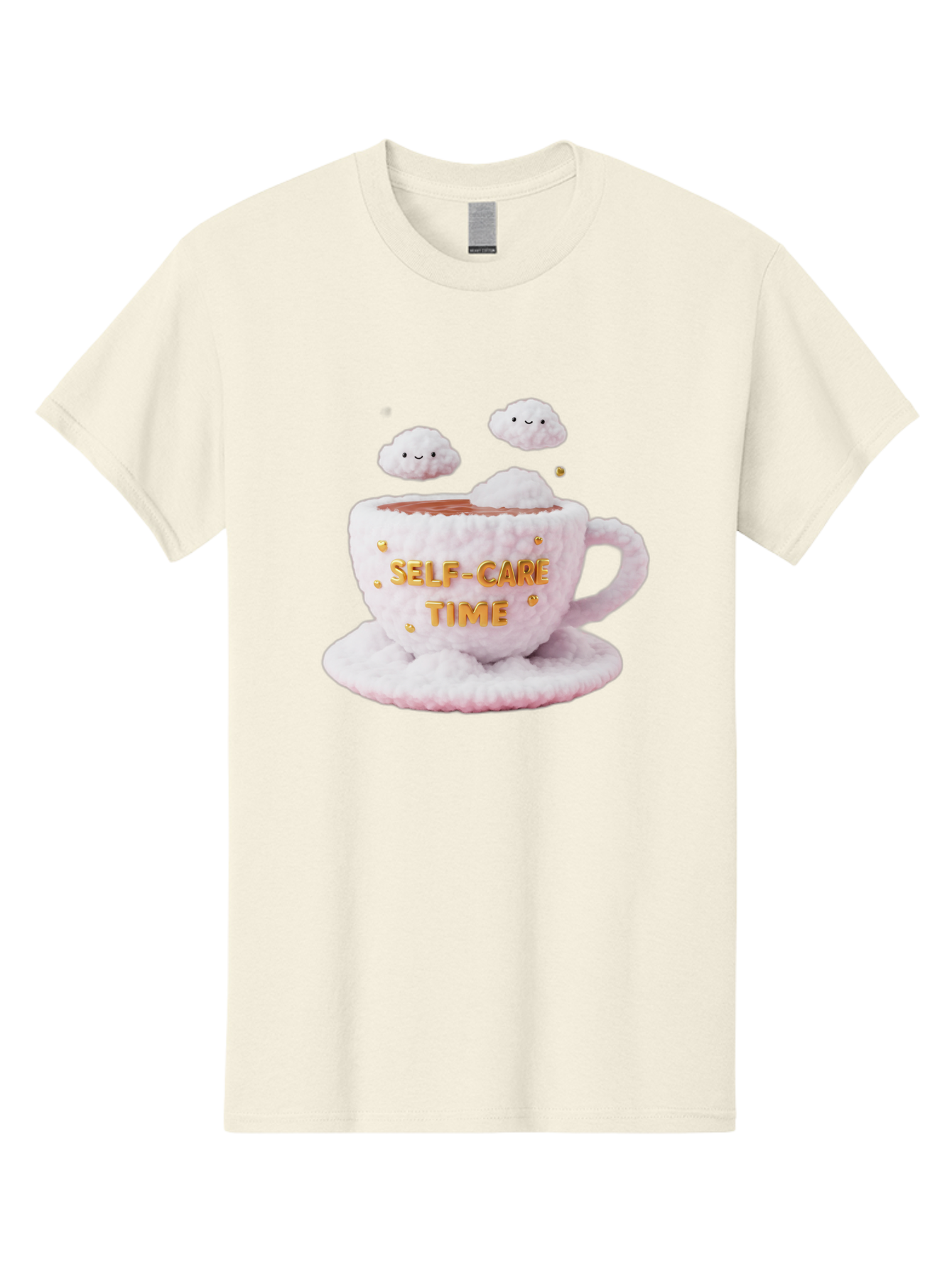 Self-Care-Time-4 Men'S Graphic Tee, 100% Cotton, Comfortable Casual Summer Wear, Machine Washable, Self-Care Time, Hot Coffee, Coffee Cup, Fluffy Clouds, Happy Face, Relaxation, Mindfulness, Calm Atmosphere, Soothing Ambiance, Mental Wellness Bae085