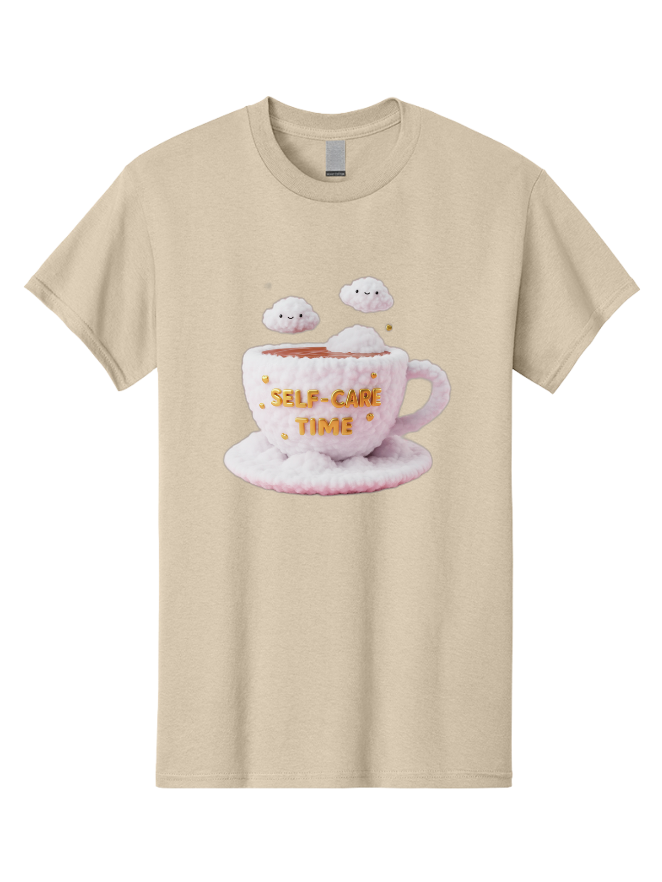 Self-Care-Time-4 Men'S Graphic Tee, 100% Cotton, Comfortable Casual Summer Wear, Machine Washable, Self-Care Time, Hot Coffee, Coffee Cup, Fluffy Clouds, Happy Face, Relaxation, Mindfulness, Calm Atmosphere, Soothing Ambiance, Mental Wellness Bae085