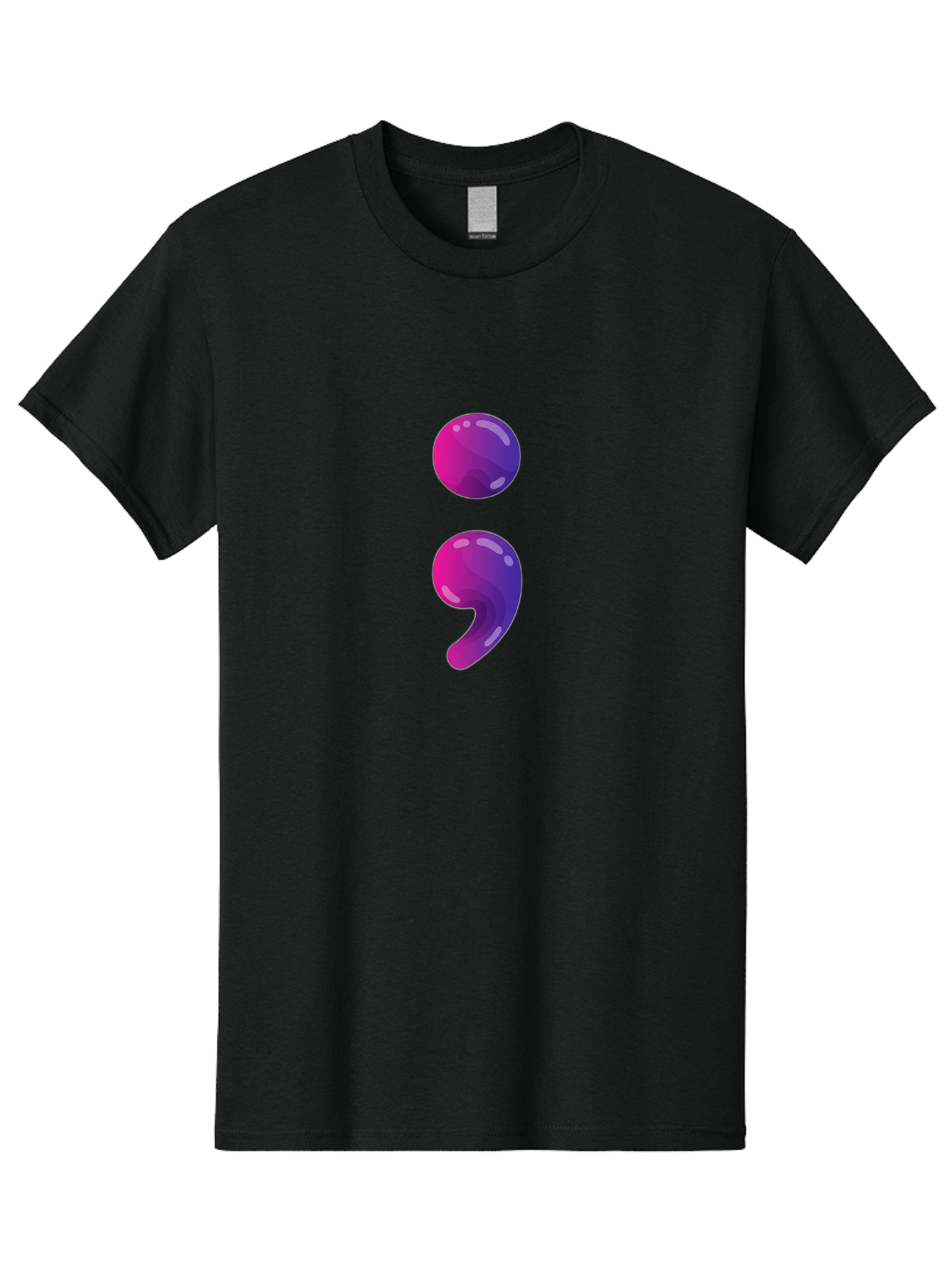 Semicolon-2 Men'S Graphic Tee, 100% Cotton, Comfortable Casual Summer Wear, Machine Washable, Colon And Semicolon Symbol, Punctuation Marks, Shiny Effect, Purple Gradient, Digital Illustration, Creative Typography, Syntax Elements Bae090