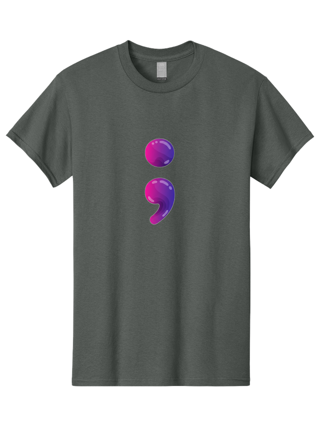 Semicolon-2 Men'S Graphic Tee, 100% Cotton, Comfortable Casual Summer Wear, Machine Washable, Colon And Semicolon Symbol, Punctuation Marks, Shiny Effect, Purple Gradient, Digital Illustration, Creative Typography, Syntax Elements Bae090