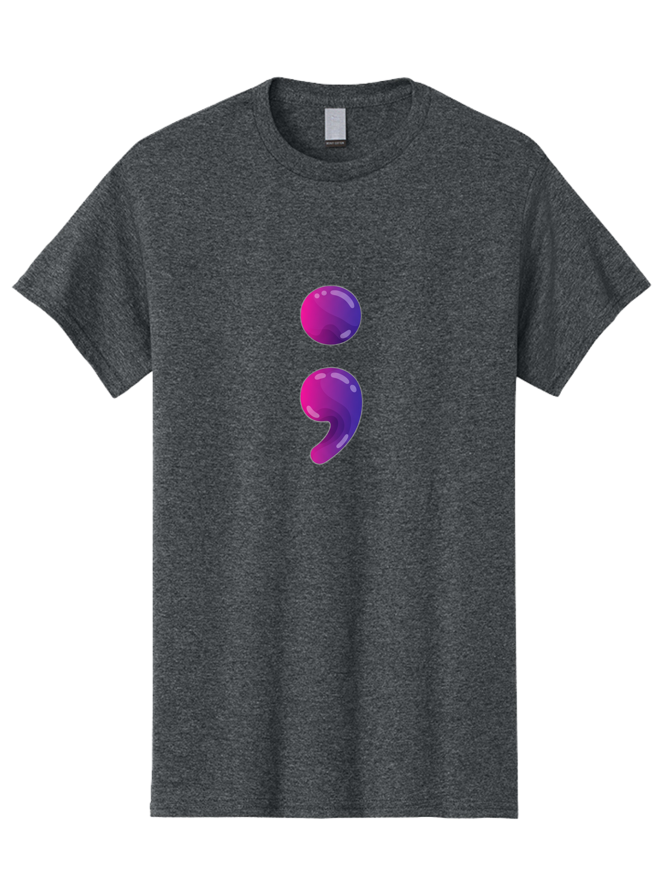 Semicolon-2 Men'S Graphic Tee, 100% Cotton, Comfortable Casual Summer Wear, Machine Washable, Colon And Semicolon Symbol, Punctuation Marks, Shiny Effect, Purple Gradient, Digital Illustration, Creative Typography, Syntax Elements Bae090