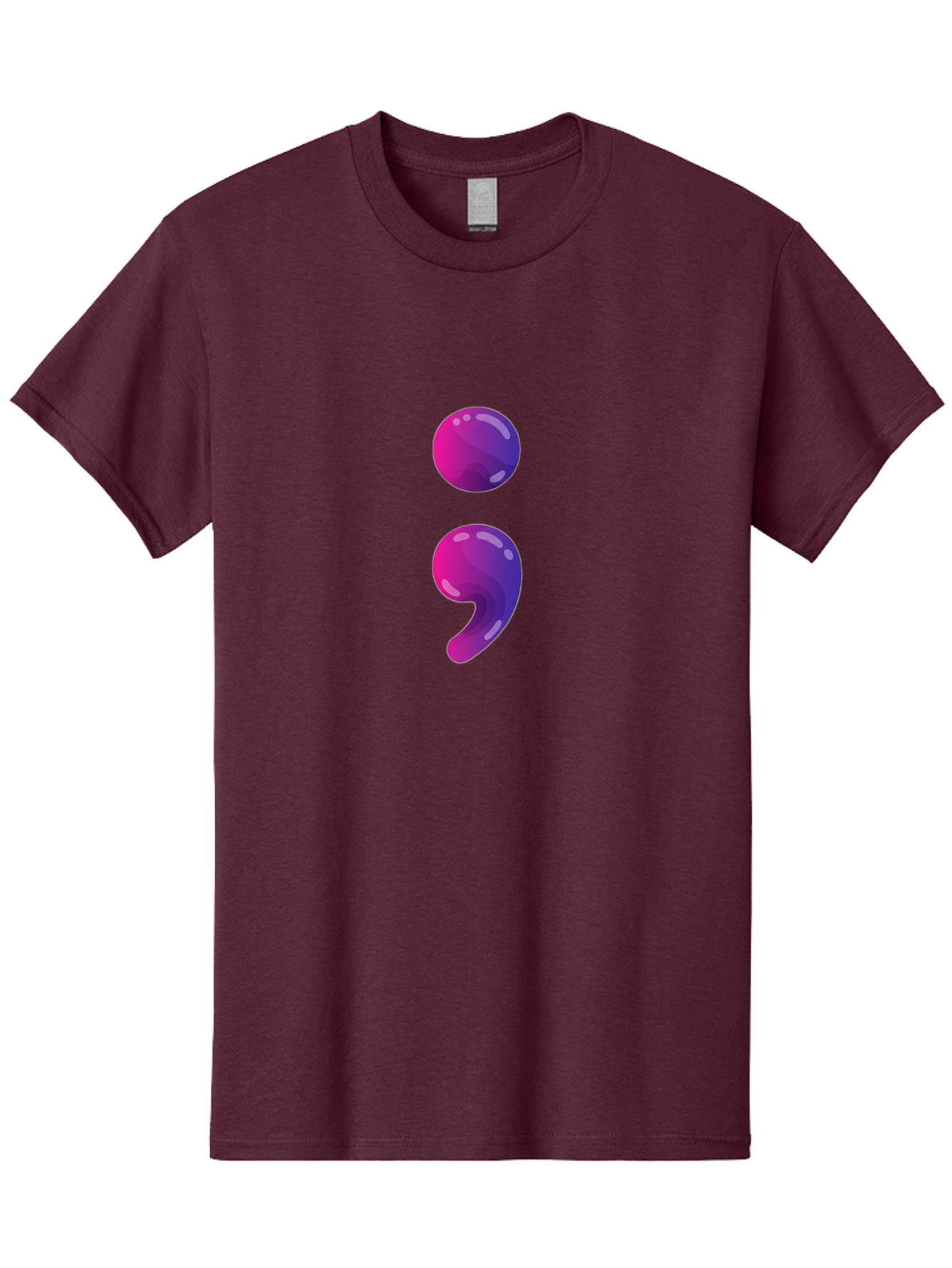 Semicolon-2 Men'S Graphic Tee, 100% Cotton, Comfortable Casual Summer Wear, Machine Washable, Colon And Semicolon Symbol, Punctuation Marks, Shiny Effect, Purple Gradient, Digital Illustration, Creative Typography, Syntax Elements Bae090