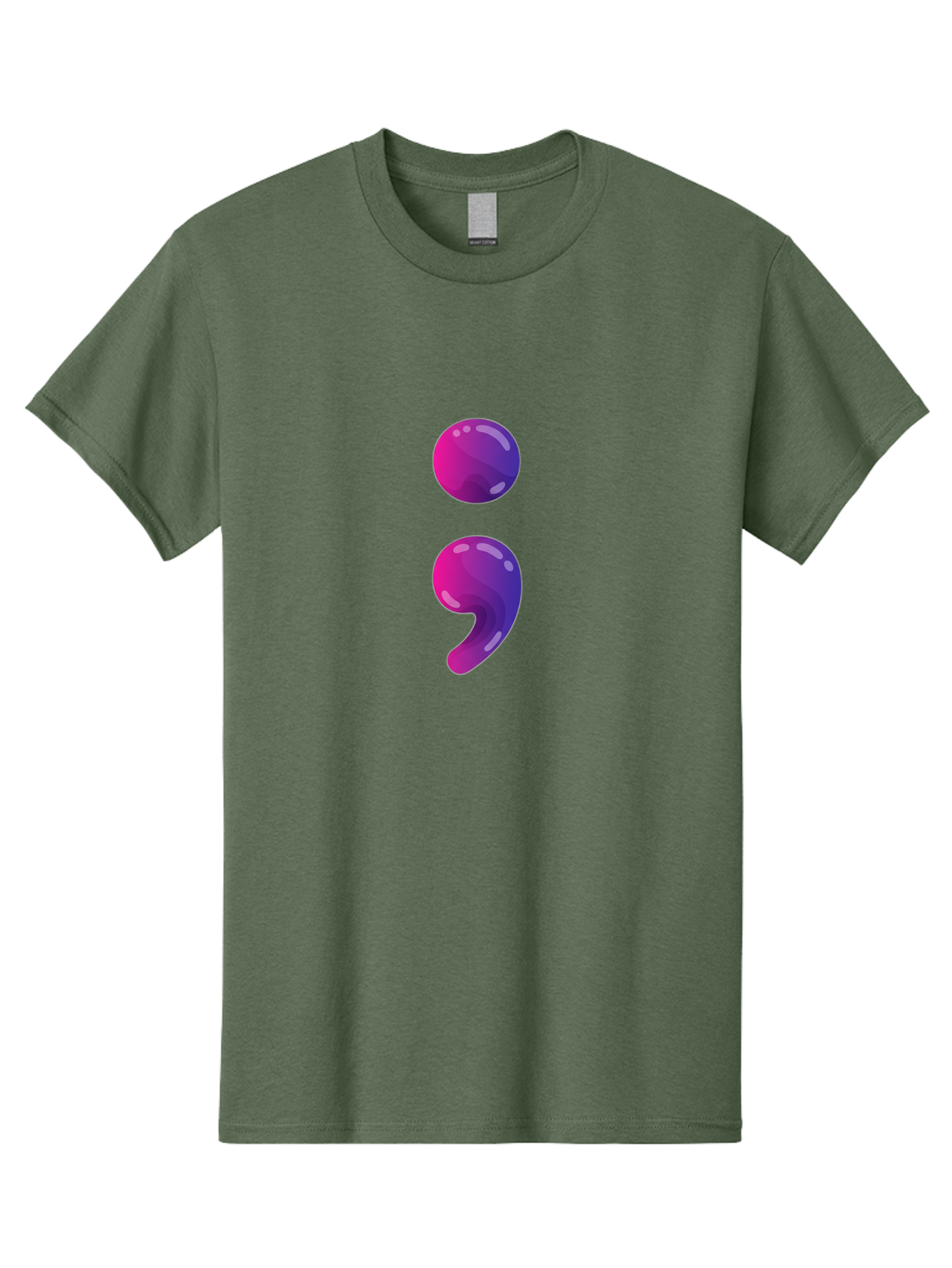 Semicolon-2 Men'S Graphic Tee, 100% Cotton, Comfortable Casual Summer Wear, Machine Washable, Colon And Semicolon Symbol, Punctuation Marks, Shiny Effect, Purple Gradient, Digital Illustration, Creative Typography, Syntax Elements Bae090