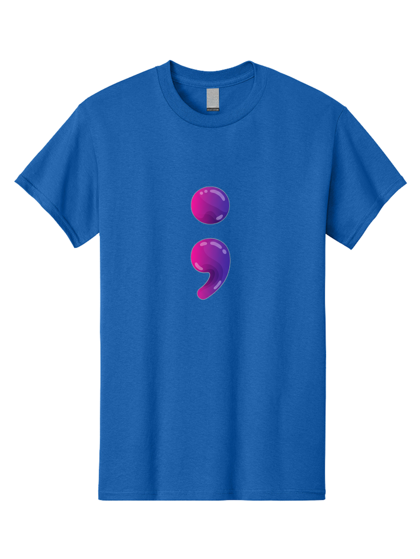 Semicolon-2 Men'S Graphic Tee, 100% Cotton, Comfortable Casual Summer Wear, Machine Washable, Colon And Semicolon Symbol, Punctuation Marks, Shiny Effect, Purple Gradient, Digital Illustration, Creative Typography, Syntax Elements Bae090