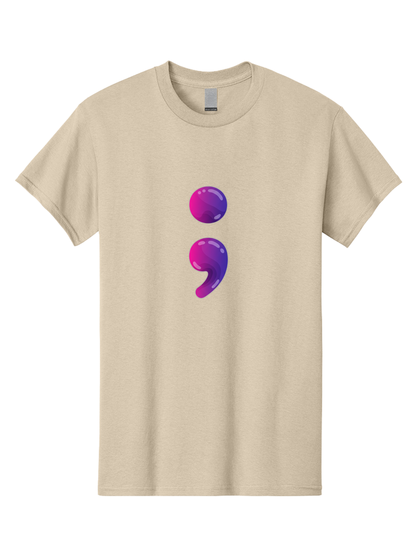 Semicolon-2 Men'S Graphic Tee, 100% Cotton, Comfortable Casual Summer Wear, Machine Washable, Colon And Semicolon Symbol, Punctuation Marks, Shiny Effect, Purple Gradient, Digital Illustration, Creative Typography, Syntax Elements Bae090