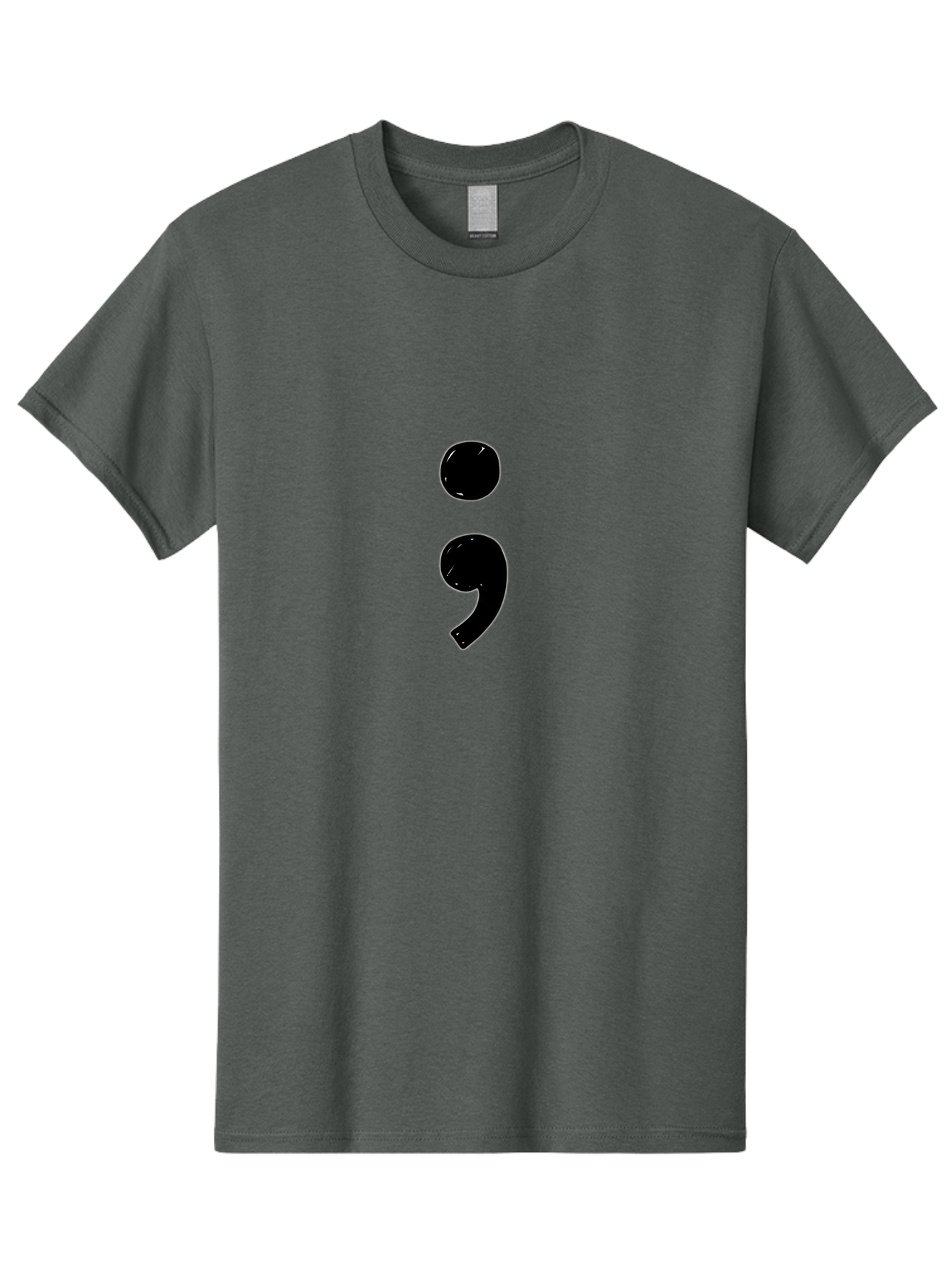 Semicolon-3 Men'S Graphic Tee, 100% Cotton, Comfortable Casual Summer Wear, Machine Washable, Semicolon Symbol, Punctuation Mark, Grammar, Writing, Literature, Black Semicolon, Typography, Language, Symbolism Bae091