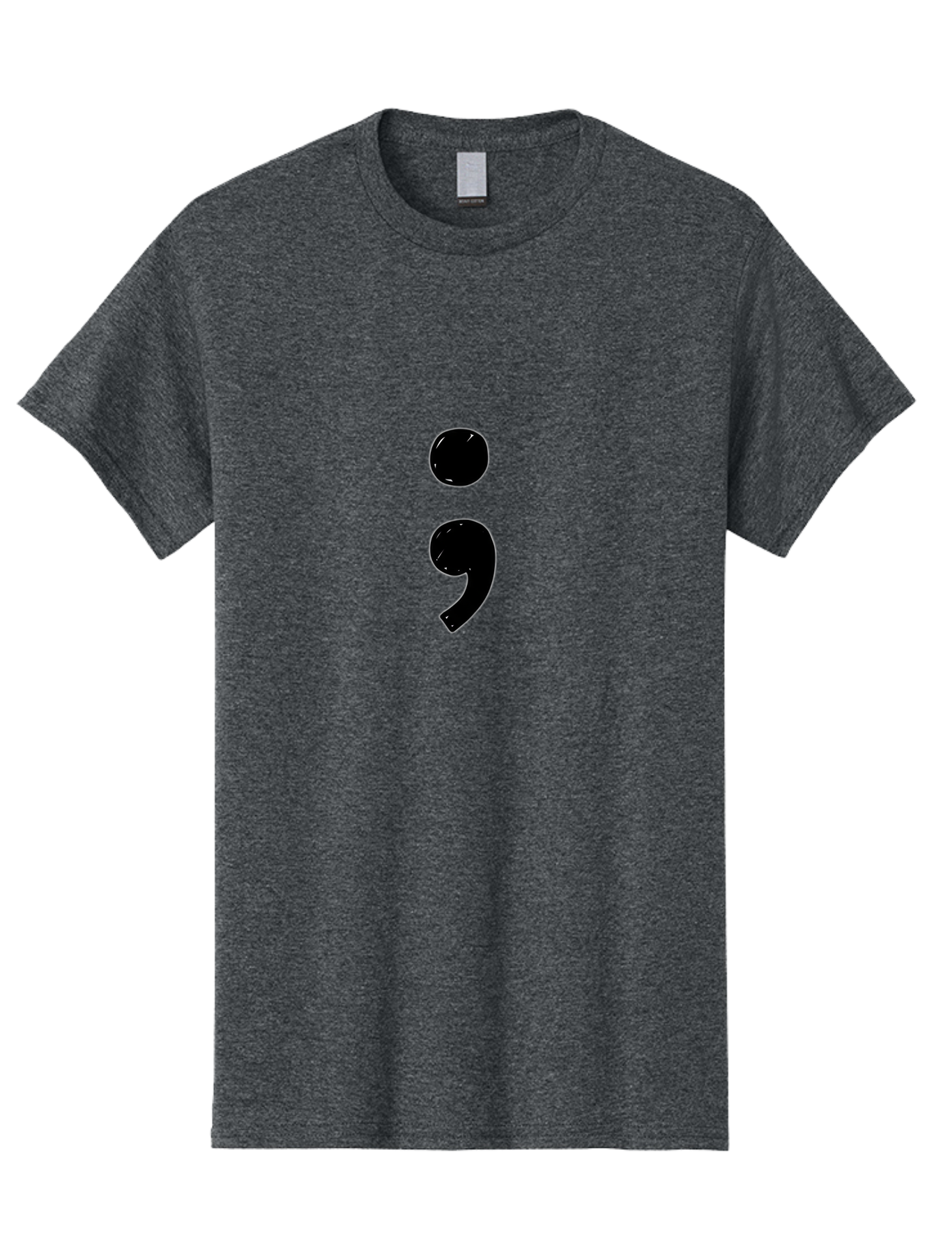 Semicolon-3 Men'S Graphic Tee, 100% Cotton, Comfortable Casual Summer Wear, Machine Washable, Semicolon Symbol, Punctuation Mark, Grammar, Writing, Literature, Black Semicolon, Typography, Language, Symbolism Bae091