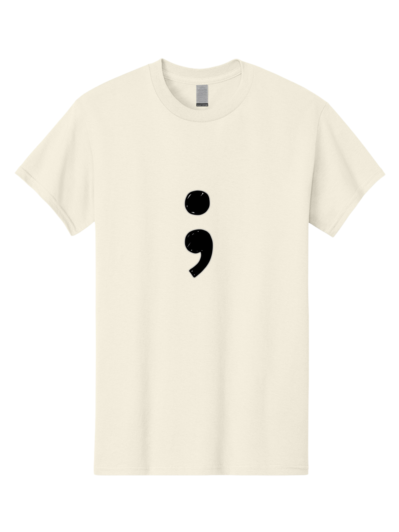 Semicolon-3 Men'S Graphic Tee, 100% Cotton, Comfortable Casual Summer Wear, Machine Washable, Semicolon Symbol, Punctuation Mark, Grammar, Writing, Literature, Black Semicolon, Typography, Language, Symbolism Bae091