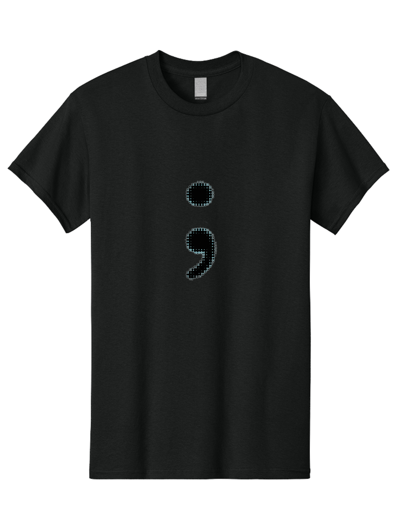 Semicolon-4 Men'S Graphic Tee, 100% Cotton, Comfortable Casual Summer Wear, Machine Washable, Semicolon Punctuation Mark, Pixelated Design, Halftone Effect, Bold Typography, Modern Graphics, Punctuation Symbol Bae092