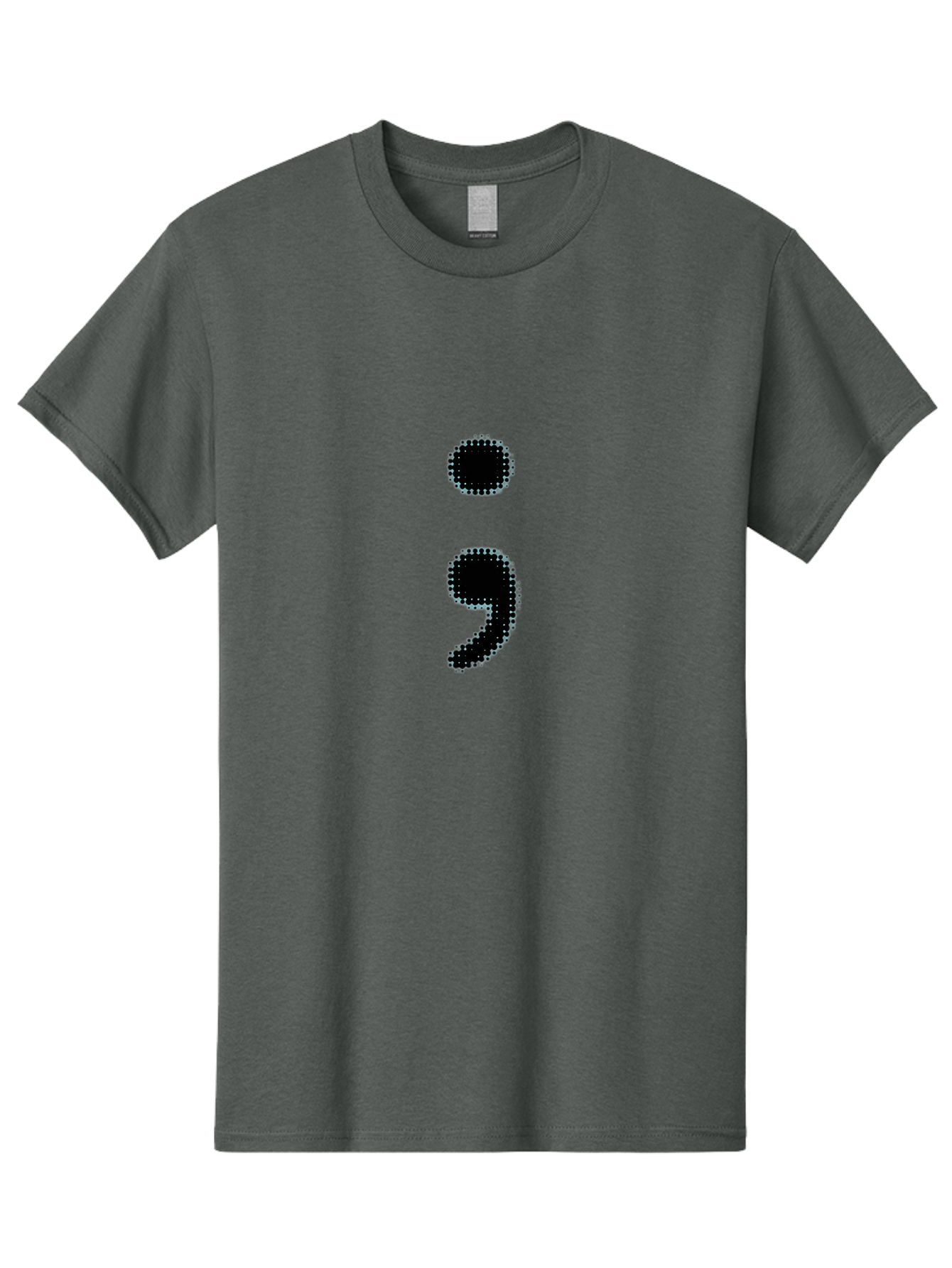 Semicolon-4 Men'S Graphic Tee, 100% Cotton, Comfortable Casual Summer Wear, Machine Washable, Semicolon Punctuation Mark, Pixelated Design, Halftone Effect, Bold Typography, Modern Graphics, Punctuation Symbol Bae092