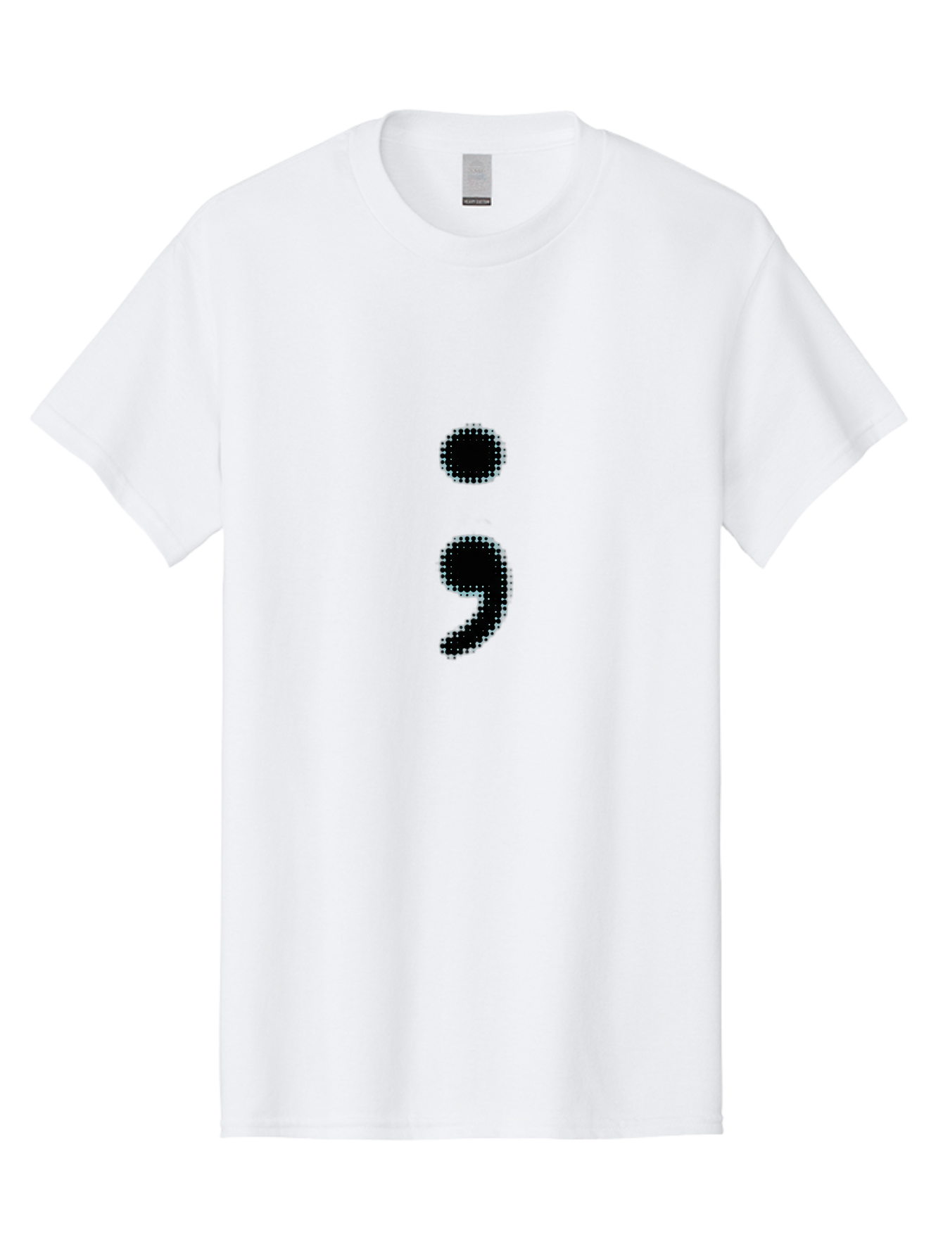Semicolon-4 Men'S Graphic Tee, 100% Cotton, Comfortable Casual Summer Wear, Machine Washable, Semicolon Punctuation Mark, Pixelated Design, Halftone Effect, Bold Typography, Modern Graphics, Punctuation Symbol Bae092