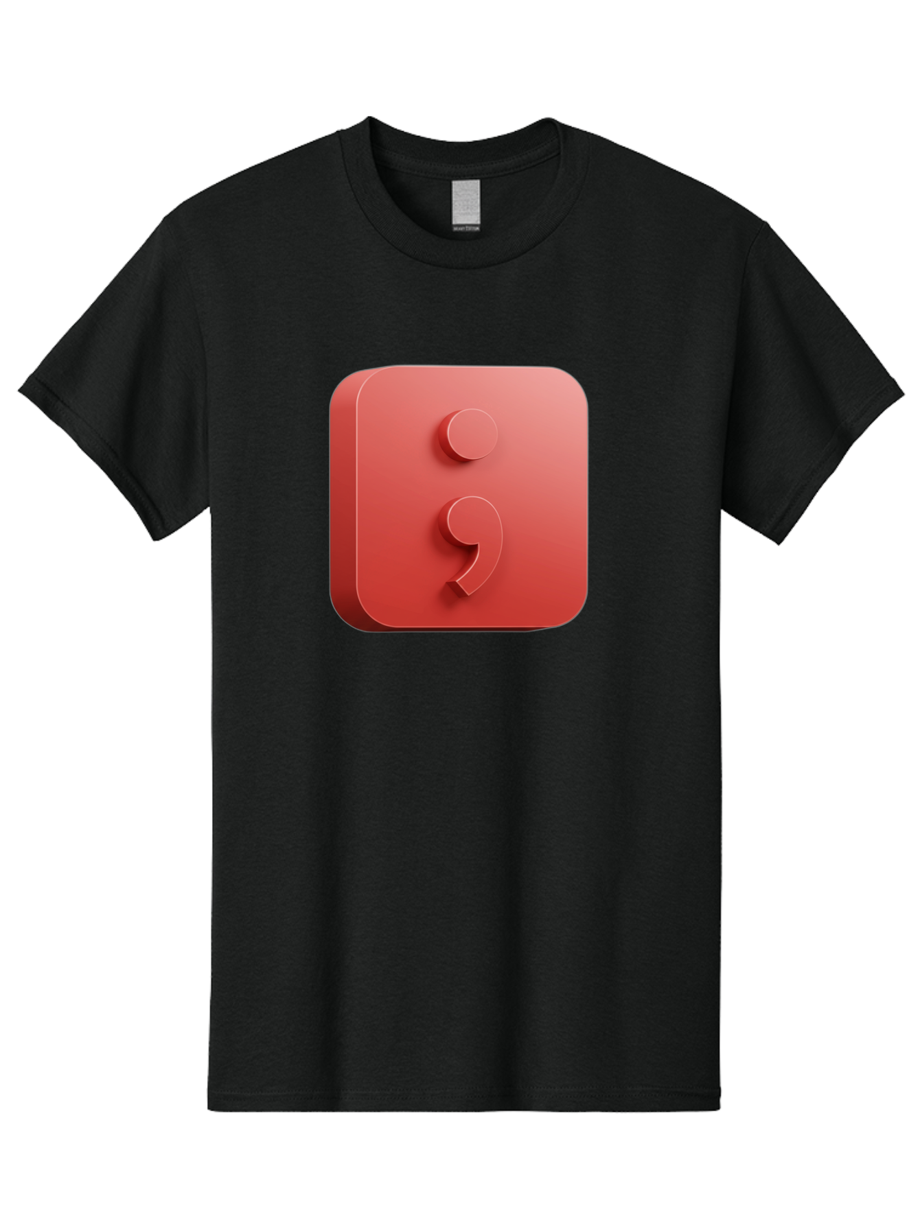 Semicolon-5 Men'S Graphic Tee, 100% Cotton, Comfortable Casual Summer Wear, Machine Washable, Semicolon Punctuation Mark, Red Icon, 3D Design, Symbol, Grammar, Writing, Language, Punctuation Symbol, Typography Bae093