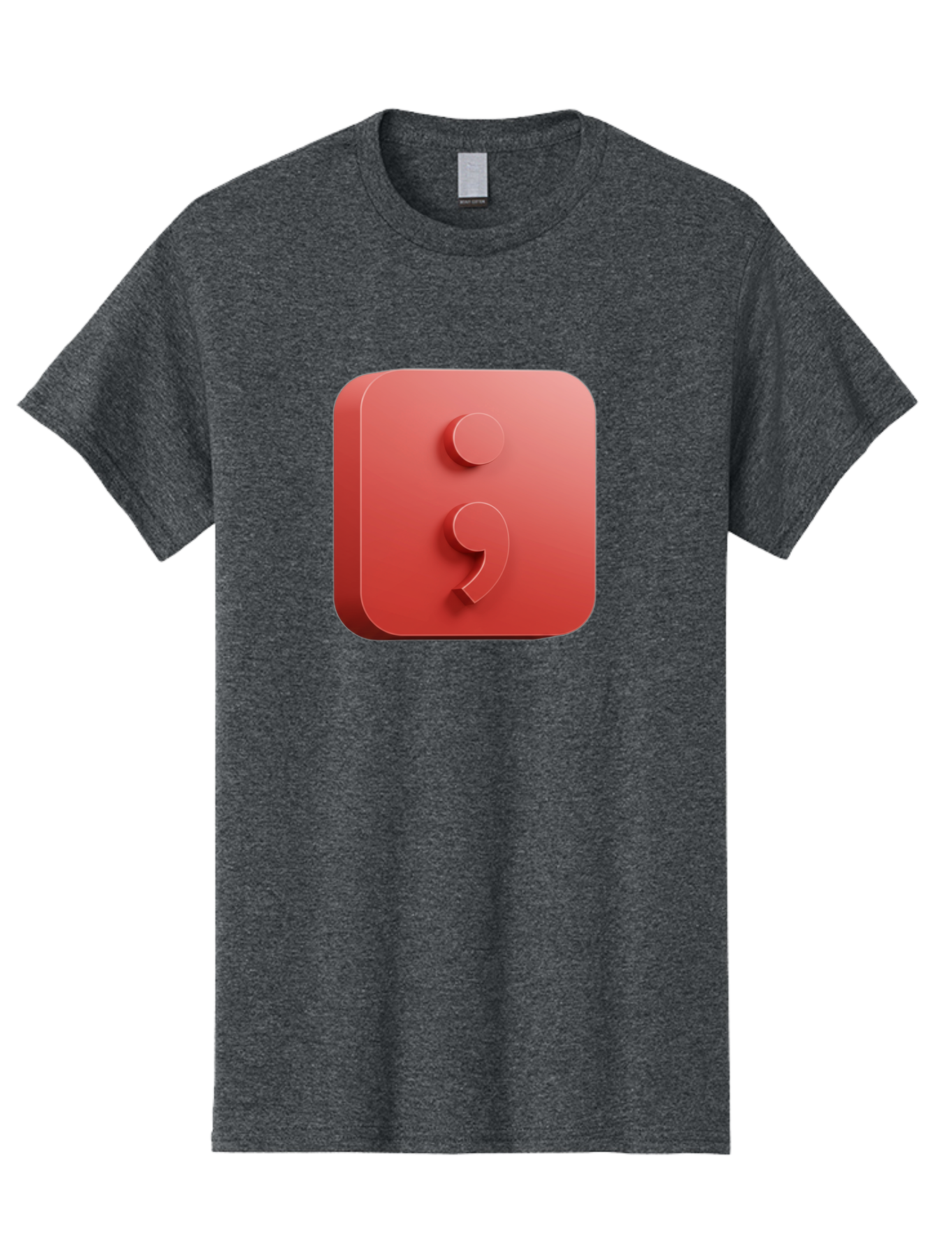 Semicolon-5 Men'S Graphic Tee, 100% Cotton, Comfortable Casual Summer Wear, Machine Washable, Semicolon Punctuation Mark, Red Icon, 3D Design, Symbol, Grammar, Writing, Language, Punctuation Symbol, Typography Bae093