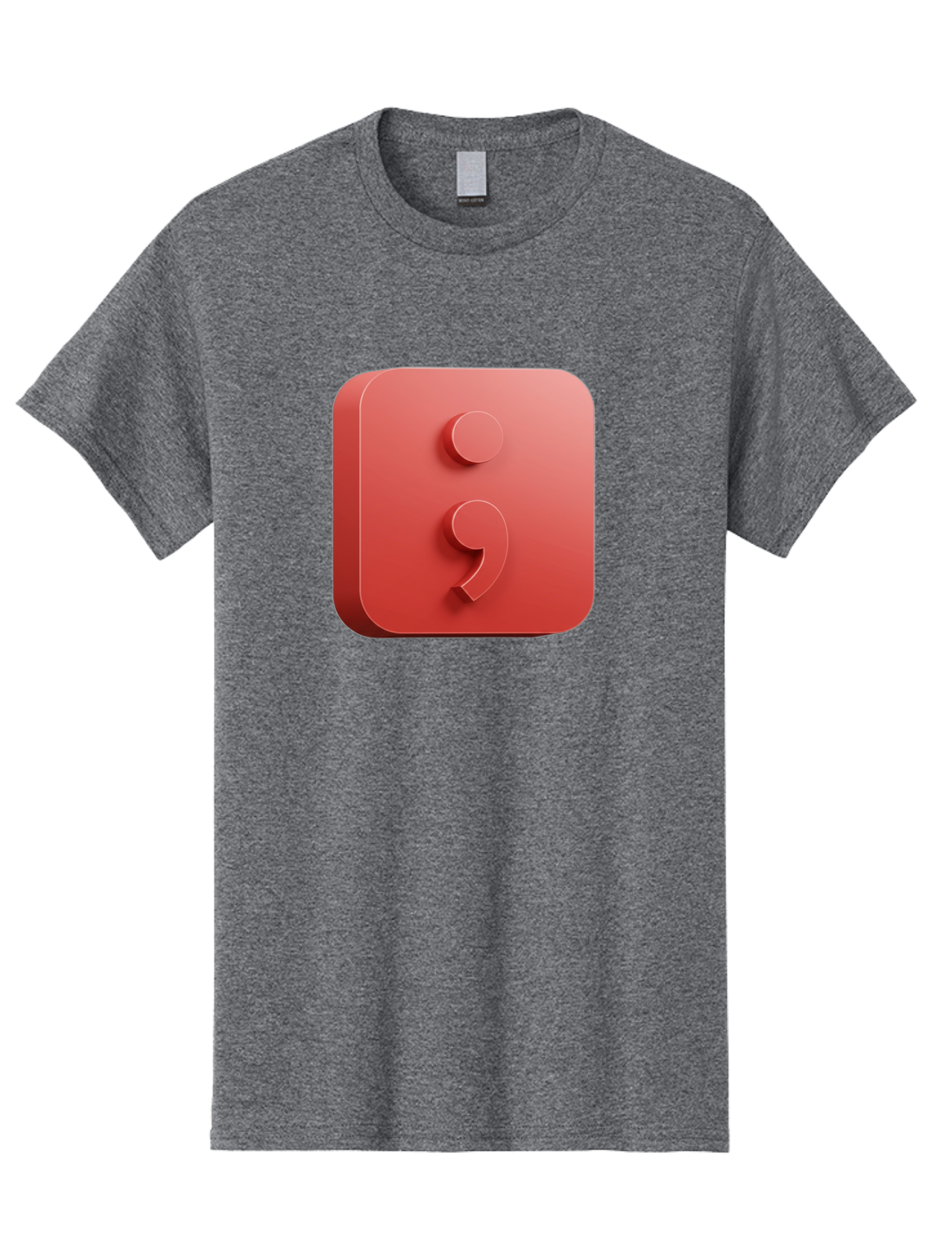 Semicolon-5 Men'S Graphic Tee, 100% Cotton, Comfortable Casual Summer Wear, Machine Washable, Semicolon Punctuation Mark, Red Icon, 3D Design, Symbol, Grammar, Writing, Language, Punctuation Symbol, Typography Bae093