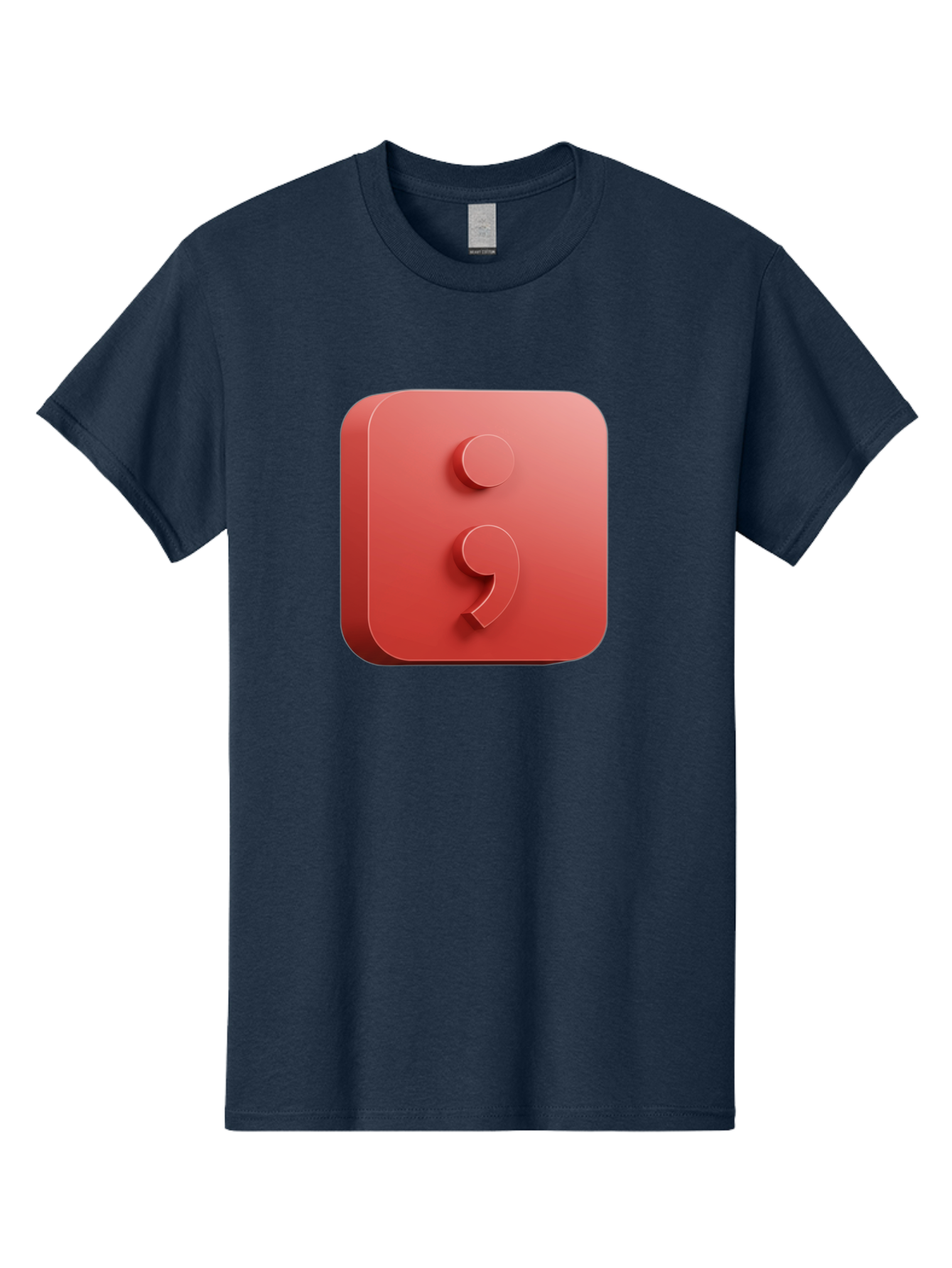 Semicolon-5 Men'S Graphic Tee, 100% Cotton, Comfortable Casual Summer Wear, Machine Washable, Semicolon Punctuation Mark, Red Icon, 3D Design, Symbol, Grammar, Writing, Language, Punctuation Symbol, Typography Bae093