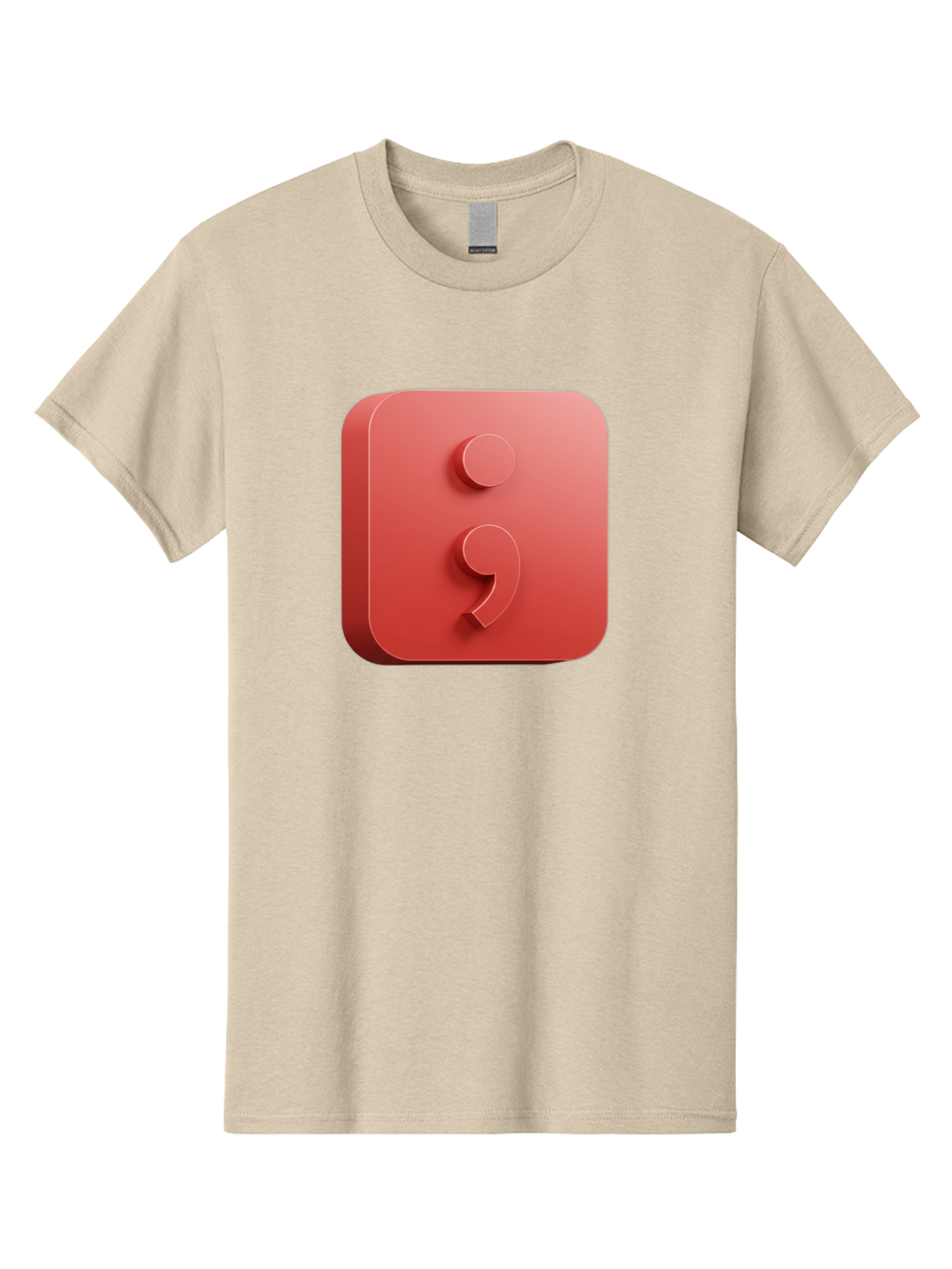 Semicolon-5 Men'S Graphic Tee, 100% Cotton, Comfortable Casual Summer Wear, Machine Washable, Semicolon Punctuation Mark, Red Icon, 3D Design, Symbol, Grammar, Writing, Language, Punctuation Symbol, Typography Bae093