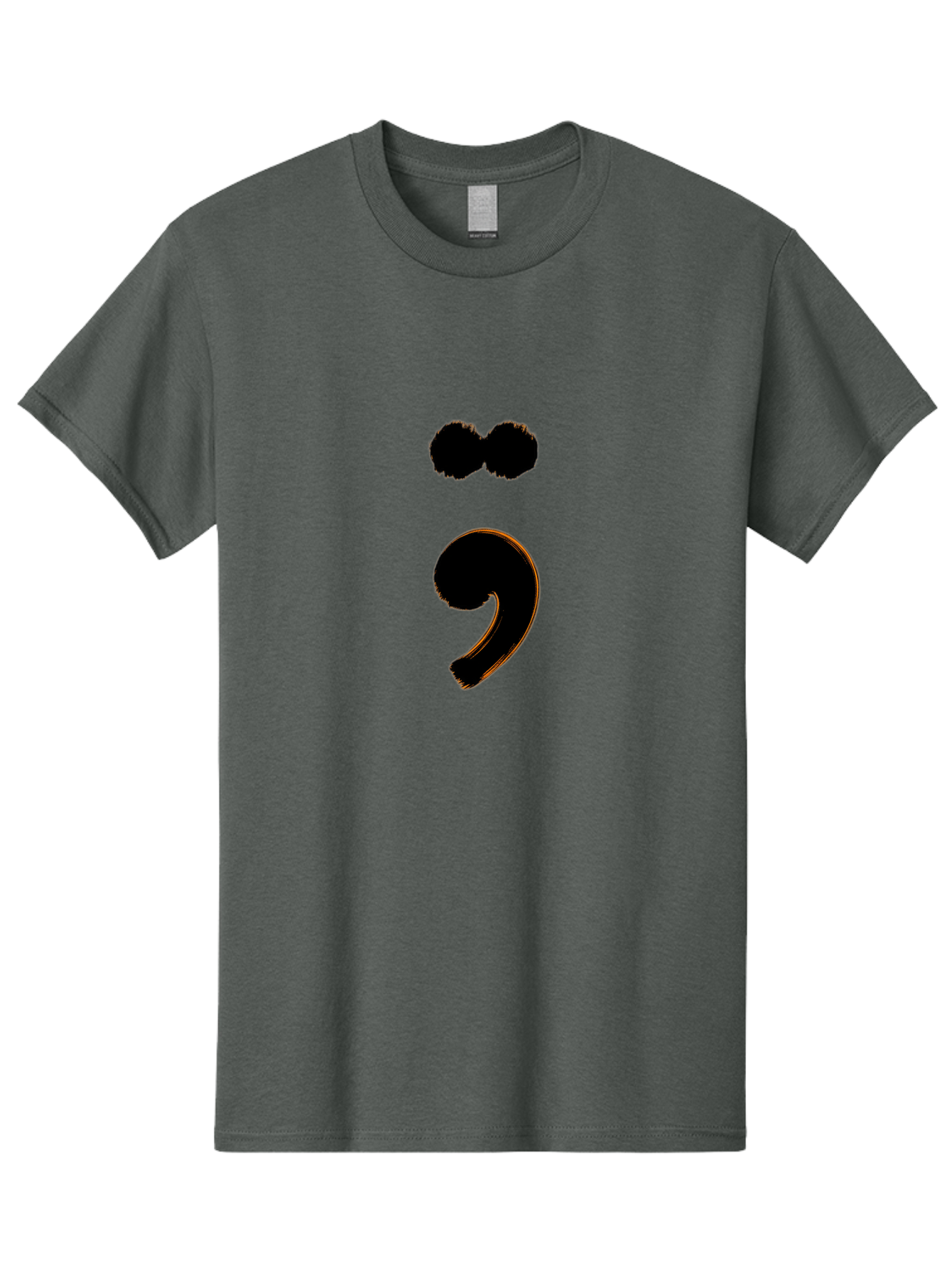 Semicolon-Eyes Men'S Graphic Tee, 100% Cotton, Comfortable Casual Summer Wear, Machine Washable, Semicolon Symbol, Punctuation Mark, Grammatical Sign, Typography, Black Semicolon, Emotional Symbol, Mental Health Awareness Bae095