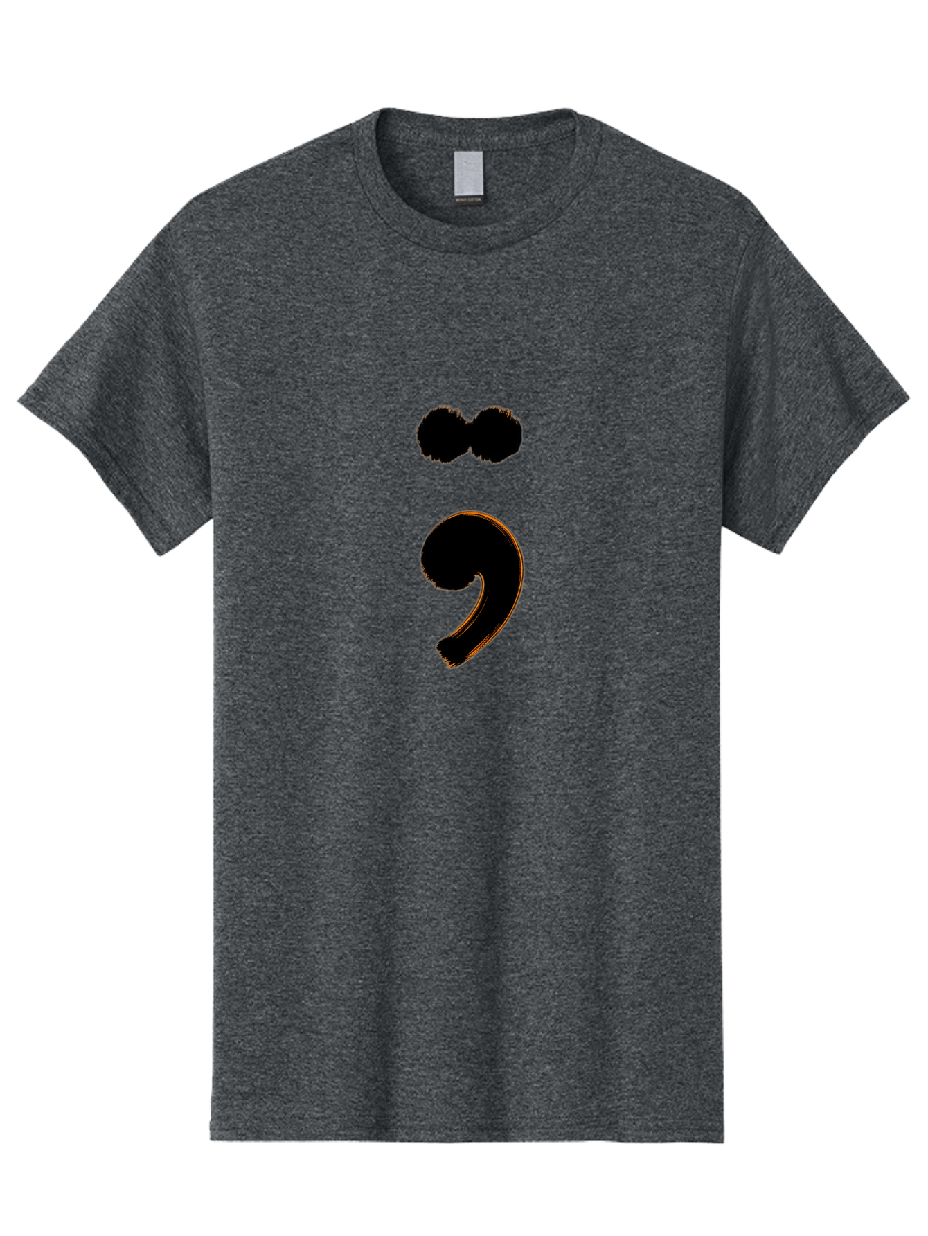 Semicolon-Eyes Men'S Graphic Tee, 100% Cotton, Comfortable Casual Summer Wear, Machine Washable, Semicolon Symbol, Punctuation Mark, Grammatical Sign, Typography, Black Semicolon, Emotional Symbol, Mental Health Awareness Bae095