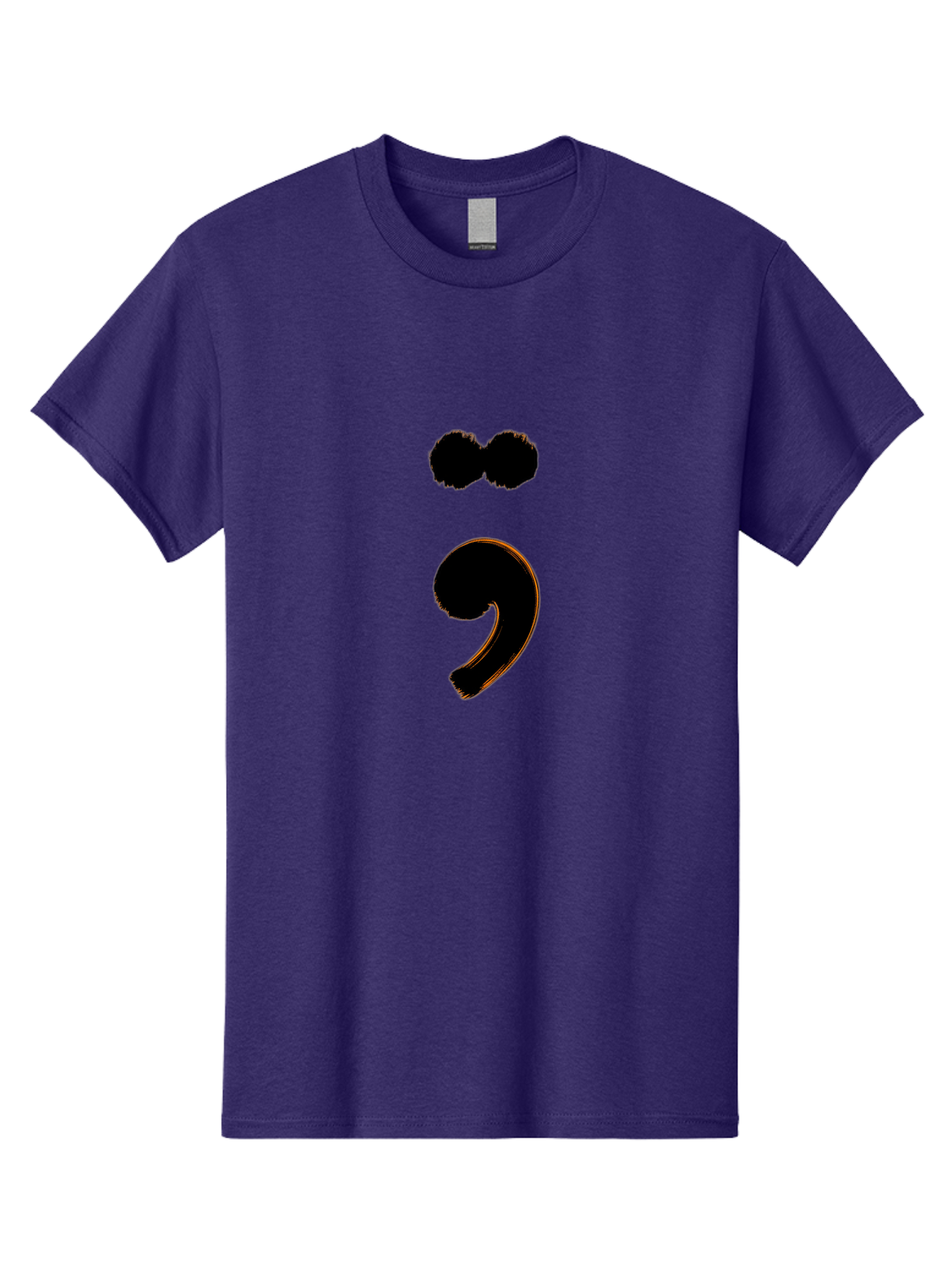 Semicolon-Eyes Men'S Graphic Tee, 100% Cotton, Comfortable Casual Summer Wear, Machine Washable, Semicolon Symbol, Punctuation Mark, Grammatical Sign, Typography, Black Semicolon, Emotional Symbol, Mental Health Awareness Bae095