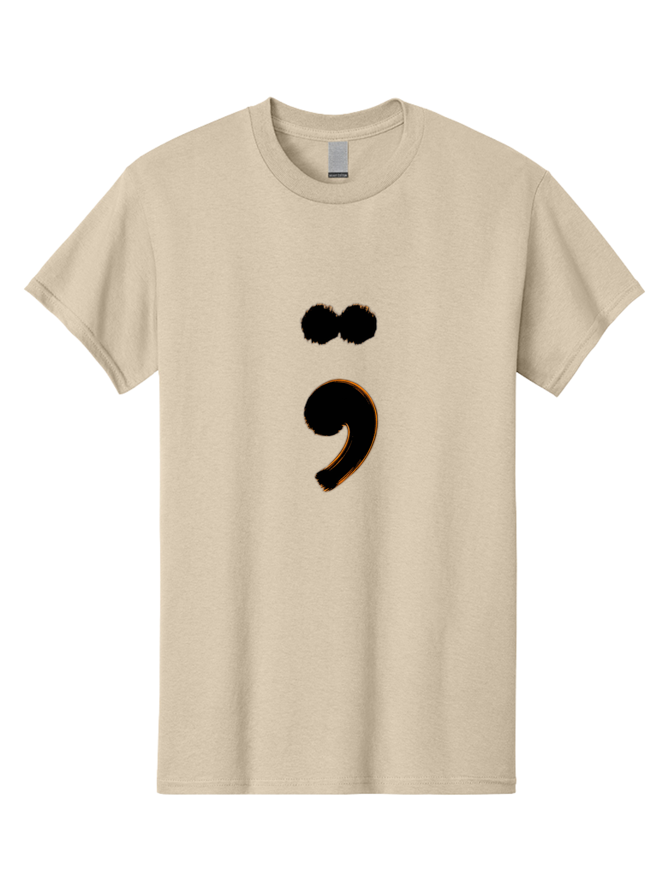 Semicolon-Eyes Men'S Graphic Tee, 100% Cotton, Comfortable Casual Summer Wear, Machine Washable, Semicolon Symbol, Punctuation Mark, Grammatical Sign, Typography, Black Semicolon, Emotional Symbol, Mental Health Awareness Bae095