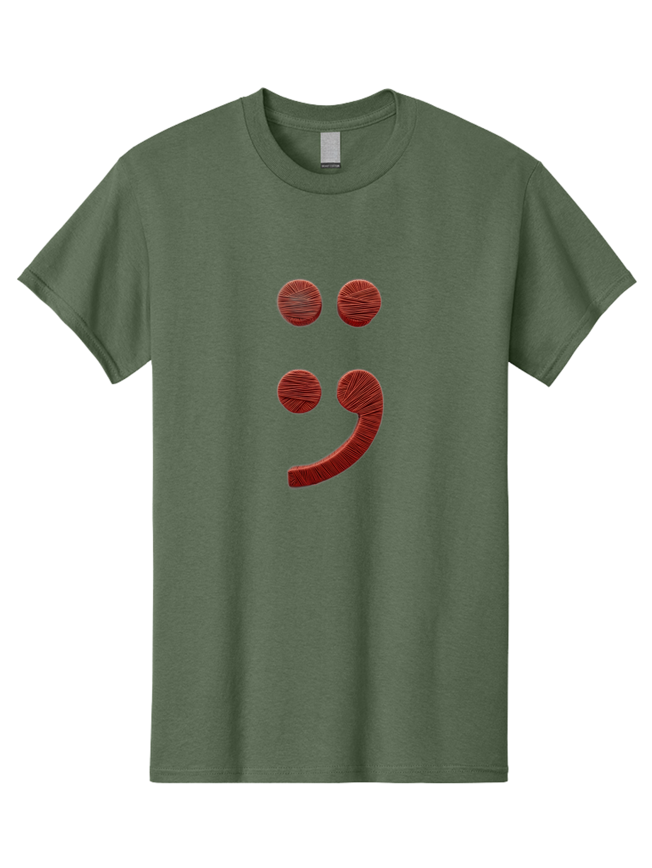 Semicolon-Smiley Men'S Graphic Tee, 100% Cotton, Comfortable Casual Summer Wear, Machine Washable, Semicolon Project Symbol, Mental Health Awareness Emoji, Red Textured Punctuation, Creative Typography, Emotional Expression, Quirky Design, Bae097