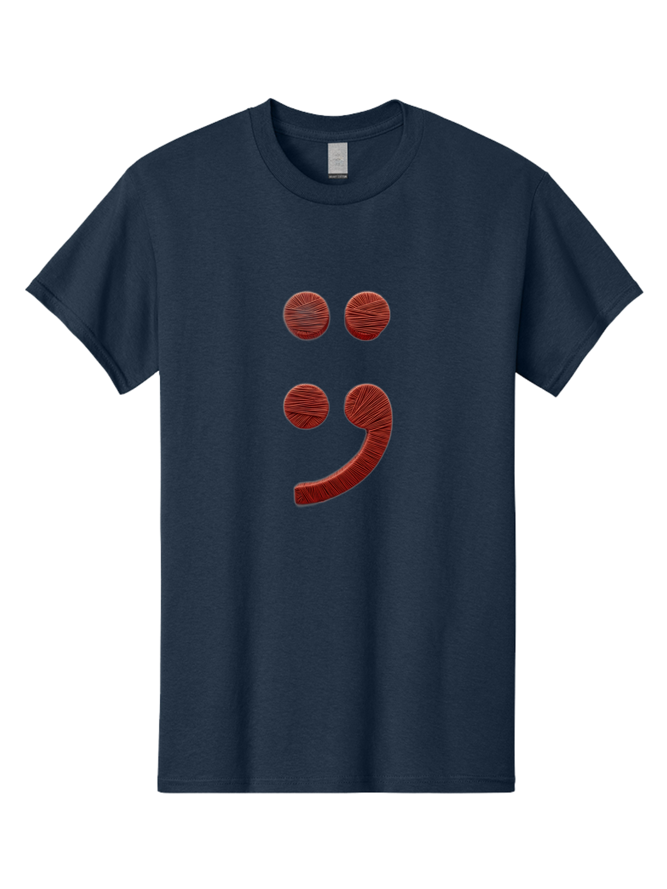 Semicolon-Smiley Men'S Graphic Tee, 100% Cotton, Comfortable Casual Summer Wear, Machine Washable, Semicolon Project Symbol, Mental Health Awareness Emoji, Red Textured Punctuation, Creative Typography, Emotional Expression, Quirky Design, Bae097