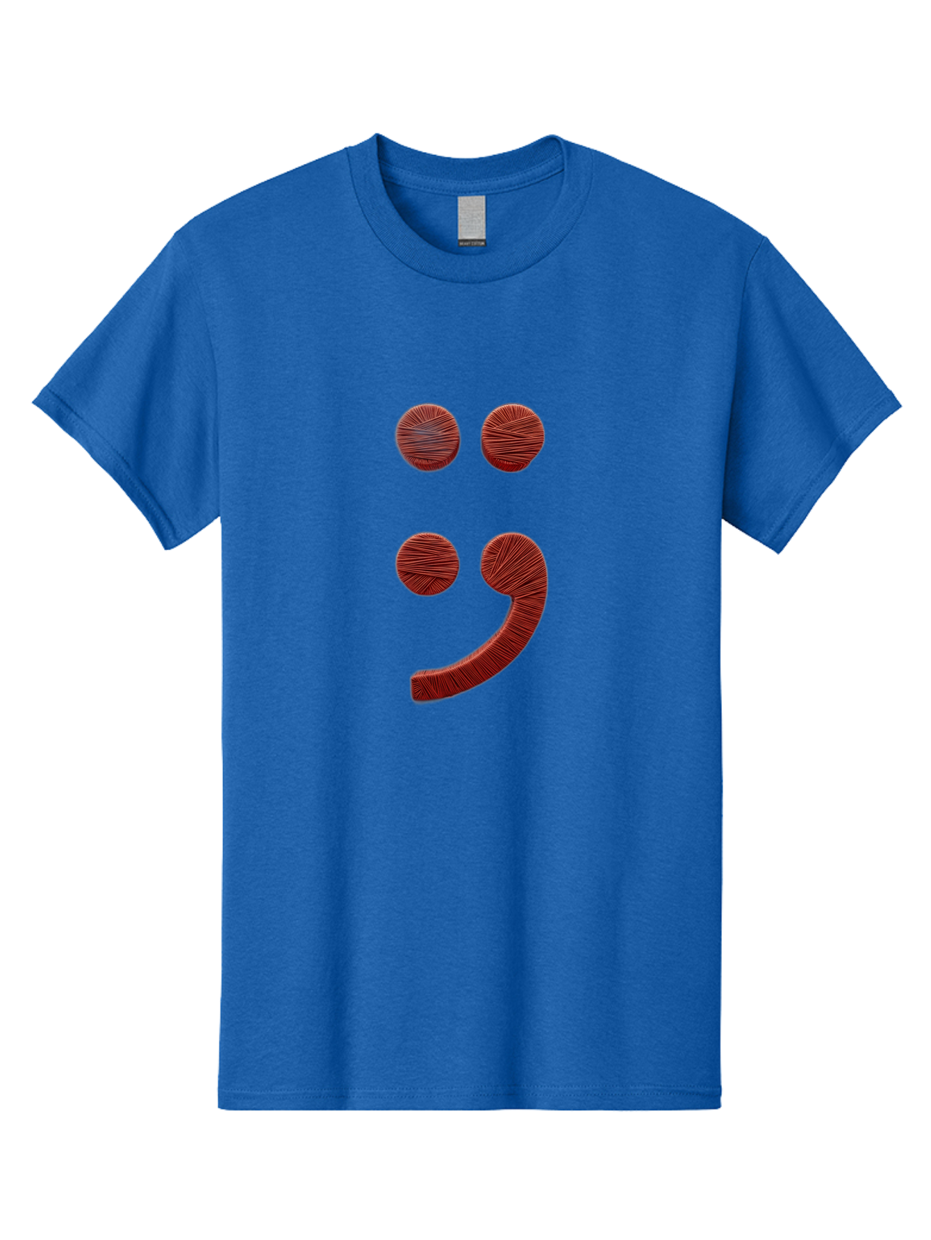 Semicolon-Smiley Men'S Graphic Tee, 100% Cotton, Comfortable Casual Summer Wear, Machine Washable, Semicolon Project Symbol, Mental Health Awareness Emoji, Red Textured Punctuation, Creative Typography, Emotional Expression, Quirky Design, Bae097