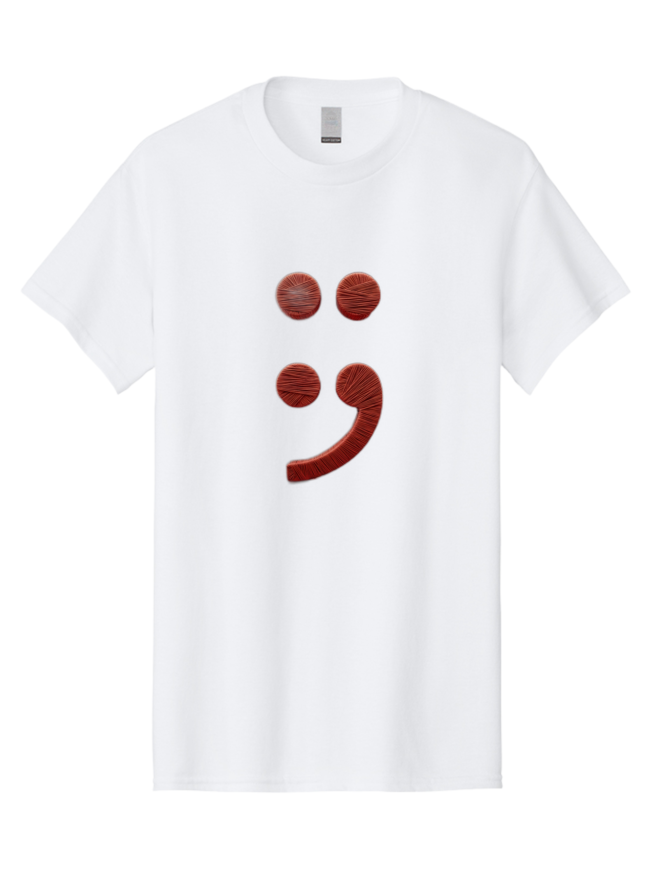 Semicolon-Smiley Men'S Graphic Tee, 100% Cotton, Comfortable Casual Summer Wear, Machine Washable, Semicolon Project Symbol, Mental Health Awareness Emoji, Red Textured Punctuation, Creative Typography, Emotional Expression, Quirky Design, Bae097
