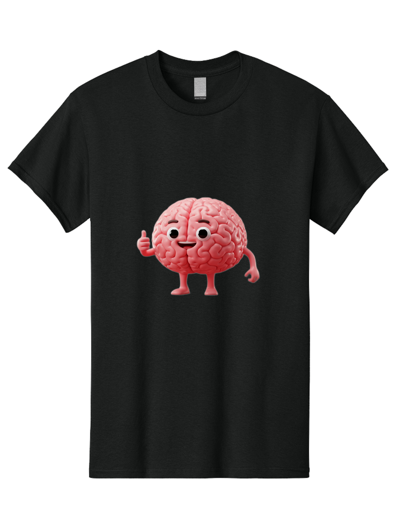 Smiling-Brain Men'S Graphic Tee, 100% Cotton, Comfortable Casual Summer Wear, Machine Washable, Cartoon Brain Character, Human Brain, Funny Illustration, Brain With Face, Thumbs Up Gesture, Smiling Brain, Cognitive Humor, Human Anatomy, Bae101