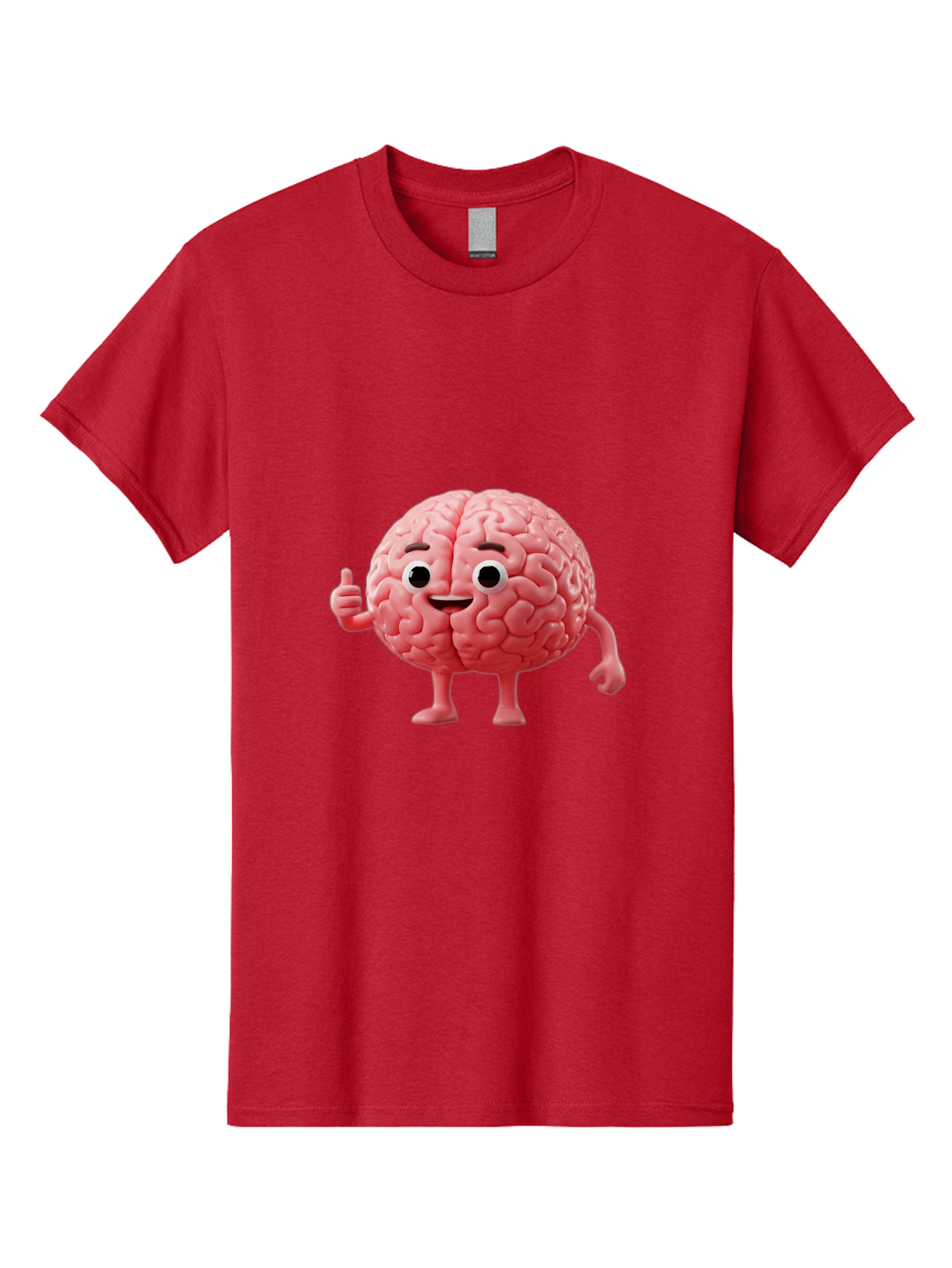 Smiling-Brain Men'S Graphic Tee, 100% Cotton, Comfortable Casual Summer Wear, Machine Washable, Cartoon Brain Character, Human Brain, Funny Illustration, Brain With Face, Thumbs Up Gesture, Smiling Brain, Cognitive Humor, Human Anatomy, Bae101