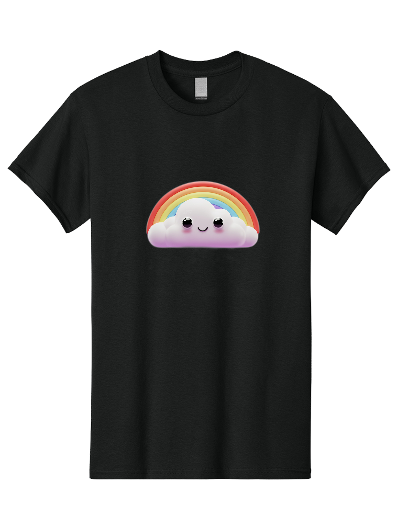 Smiling-Cloud-Rainbow Men'S Graphic Tee, 100% Cotton, Comfortable Casual Summer Wear, Machine Washable, Happy Cloud, Rainbow Colors, Vibrant Illustration, Cute Character, Cartoon Style, Smiling Face, Colorful Graphics, Joyful Atmosphere, Bae102