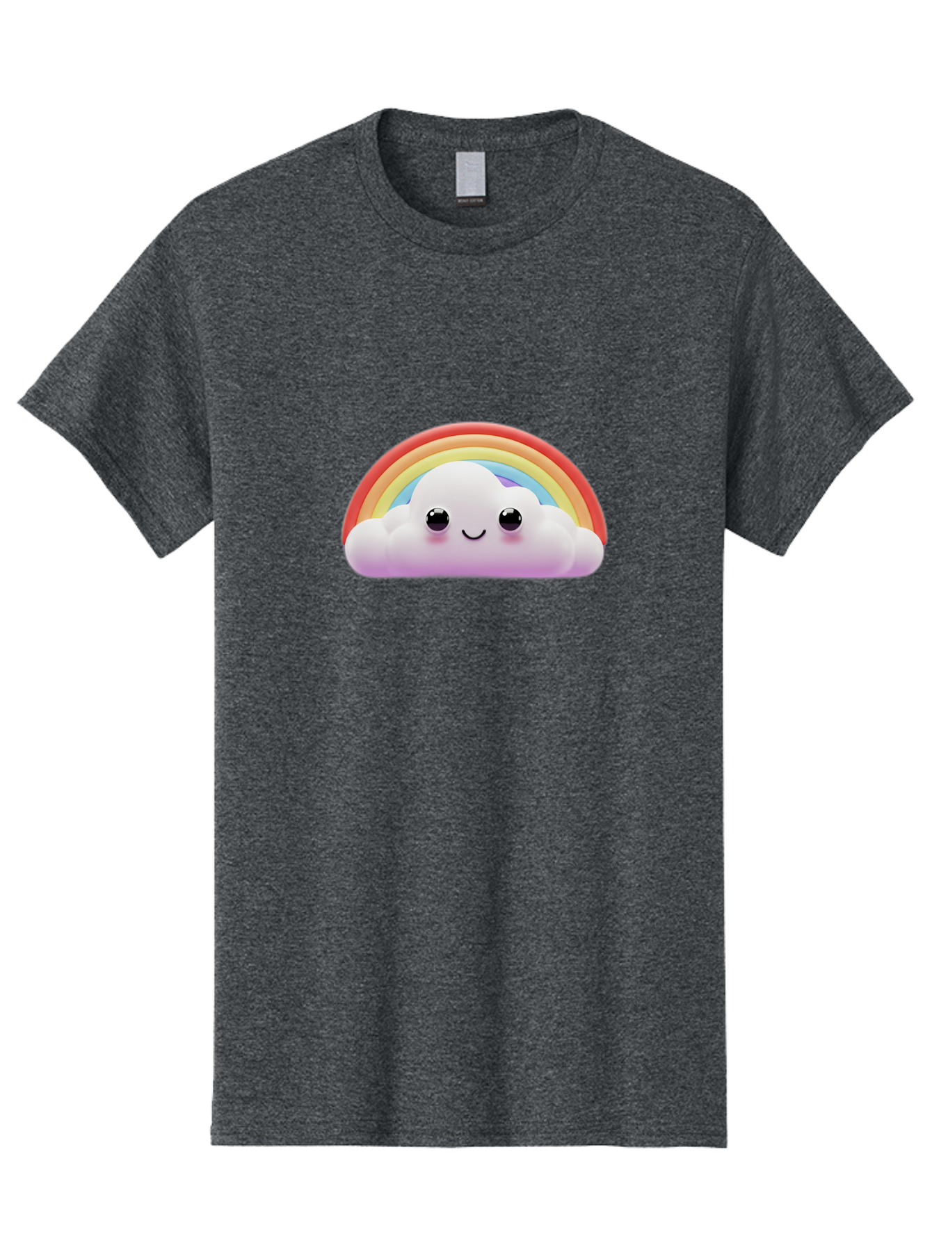 Smiling-Cloud-Rainbow Men'S Graphic Tee, 100% Cotton, Comfortable Casual Summer Wear, Machine Washable, Happy Cloud, Rainbow Colors, Vibrant Illustration, Cute Character, Cartoon Style, Smiling Face, Colorful Graphics, Joyful Atmosphere, Bae102