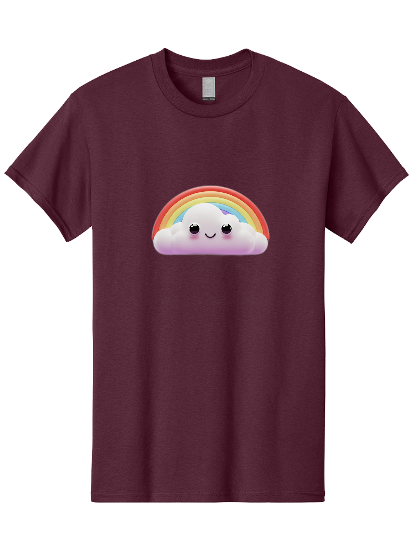 Smiling-Cloud-Rainbow Men'S Graphic Tee, 100% Cotton, Comfortable Casual Summer Wear, Machine Washable, Happy Cloud, Rainbow Colors, Vibrant Illustration, Cute Character, Cartoon Style, Smiling Face, Colorful Graphics, Joyful Atmosphere, Bae102