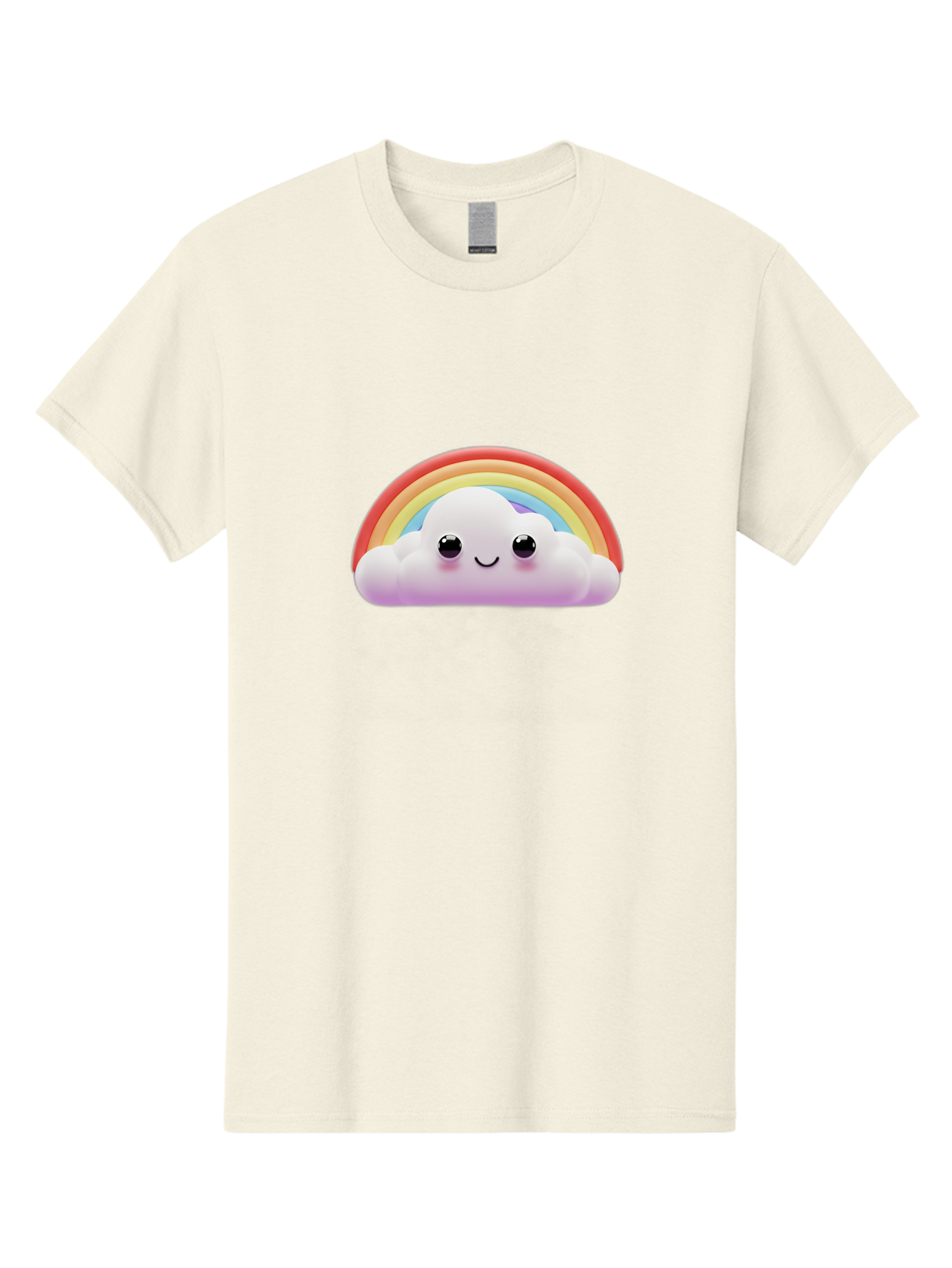 Smiling-Cloud-Rainbow Men'S Graphic Tee, 100% Cotton, Comfortable Casual Summer Wear, Machine Washable, Happy Cloud, Rainbow Colors, Vibrant Illustration, Cute Character, Cartoon Style, Smiling Face, Colorful Graphics, Joyful Atmosphere, Bae102
