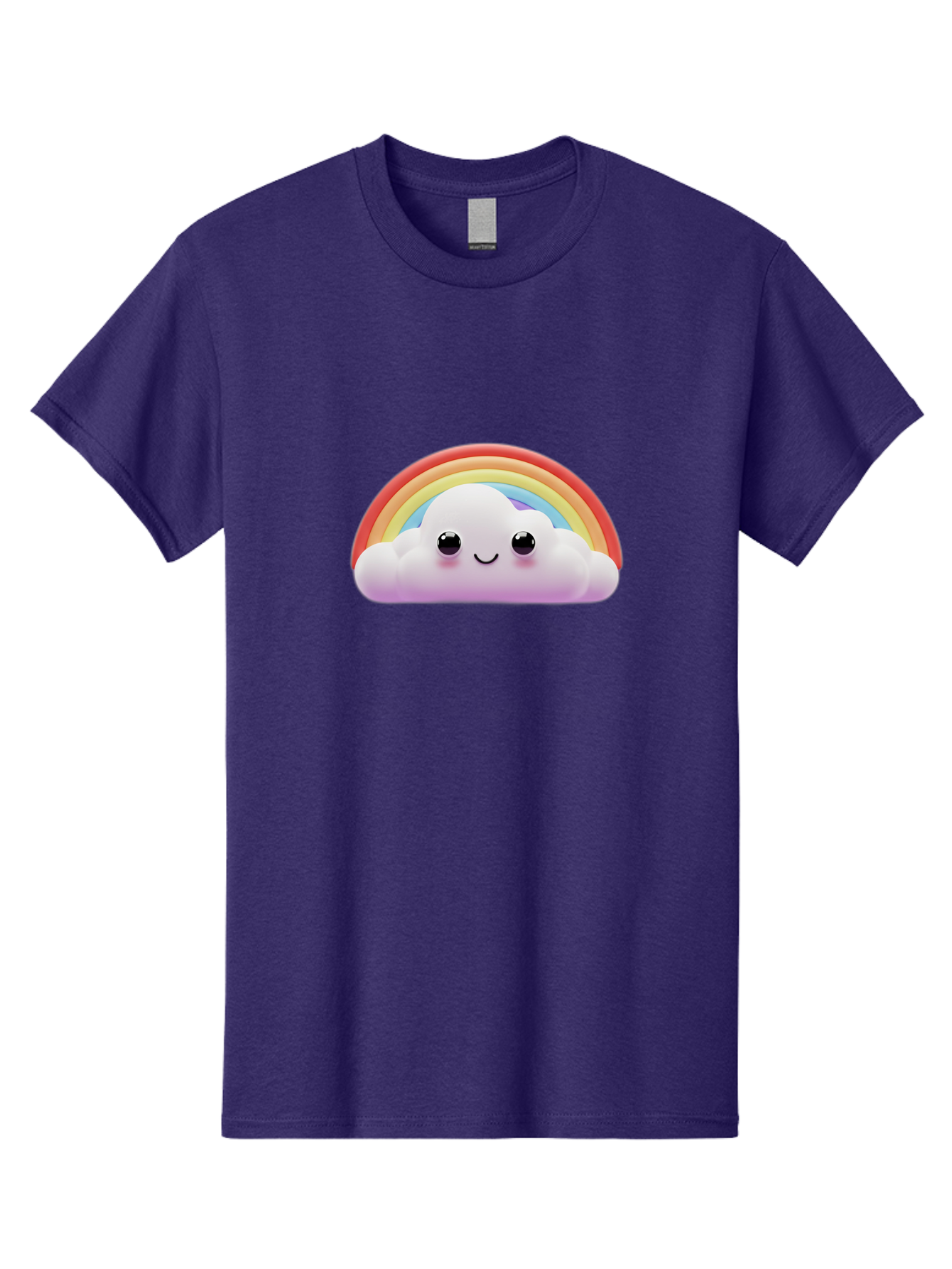 Smiling-Cloud-Rainbow Men'S Graphic Tee, 100% Cotton, Comfortable Casual Summer Wear, Machine Washable, Happy Cloud, Rainbow Colors, Vibrant Illustration, Cute Character, Cartoon Style, Smiling Face, Colorful Graphics, Joyful Atmosphere, Bae102