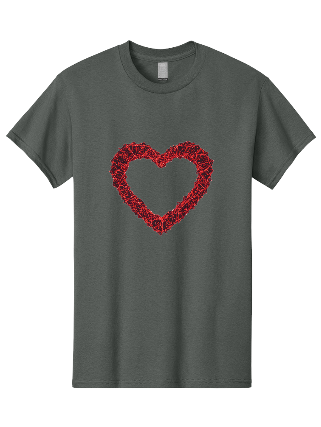 Wireframe-Heart Men'S Graphic Tee, 100% Cotton, Comfortable Casual Summer Wear, Machine Washable, Heart Shape, Red Geometric Pattern, Complex Network, Interconnected Lines, Symbolic Representation, Love, Valentines Day, Abstract Art, Bae109