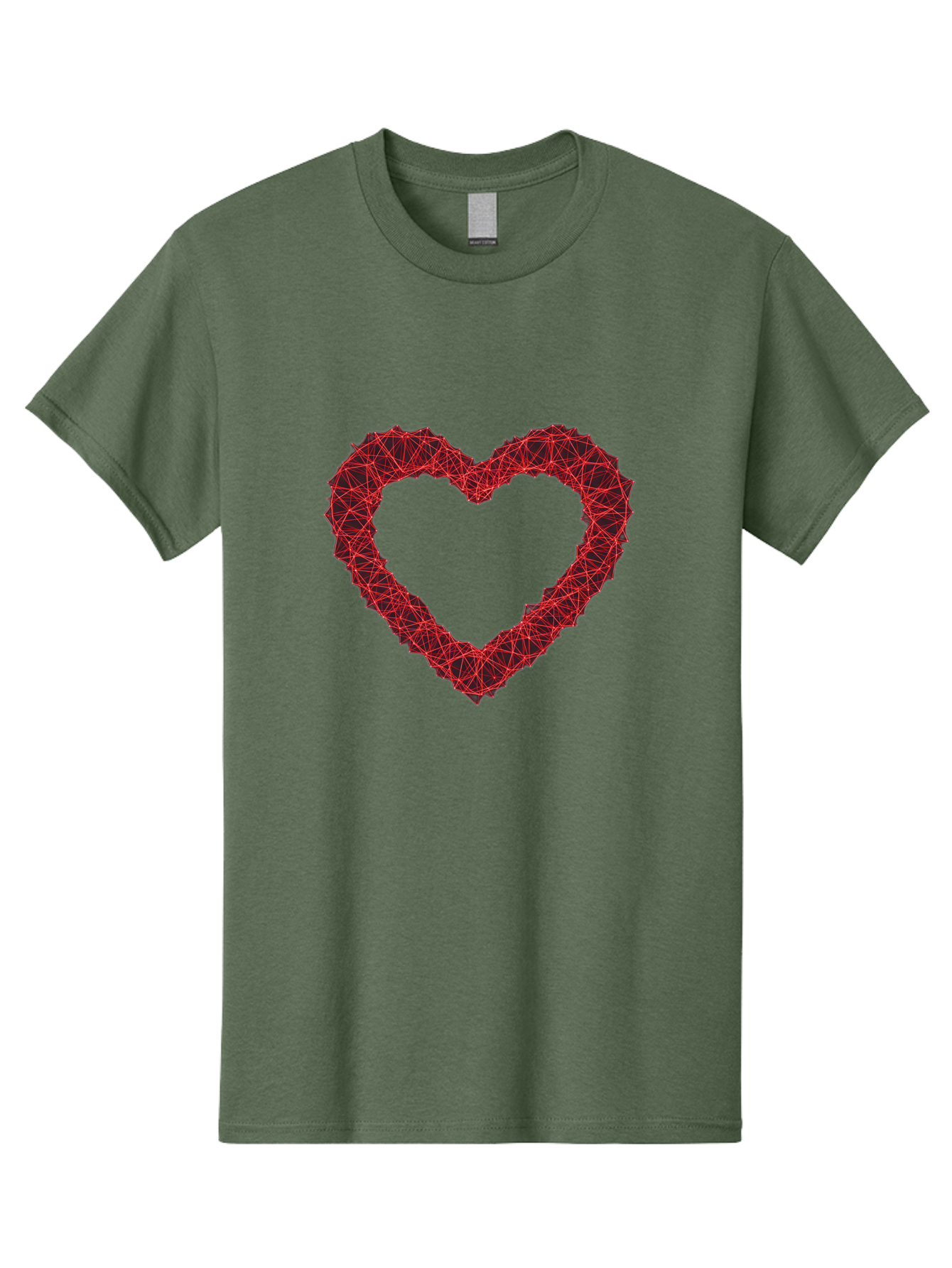 Wireframe-Heart Men'S Graphic Tee, 100% Cotton, Comfortable Casual Summer Wear, Machine Washable, Heart Shape, Red Geometric Pattern, Complex Network, Interconnected Lines, Symbolic Representation, Love, Valentines Day, Abstract Art, Bae109