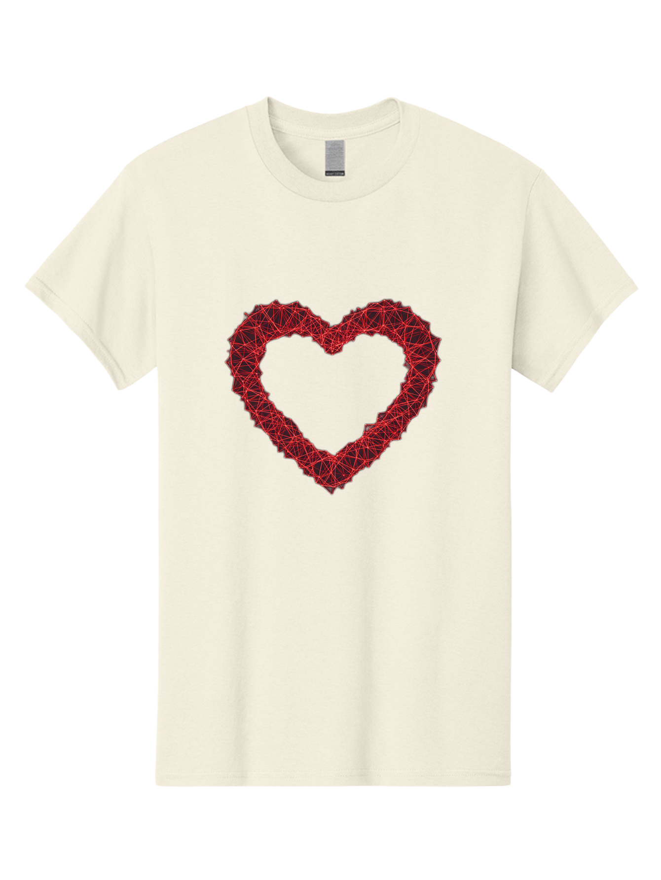 Wireframe-Heart Men'S Graphic Tee, 100% Cotton, Comfortable Casual Summer Wear, Machine Washable, Heart Shape, Red Geometric Pattern, Complex Network, Interconnected Lines, Symbolic Representation, Love, Valentines Day, Abstract Art, Bae109