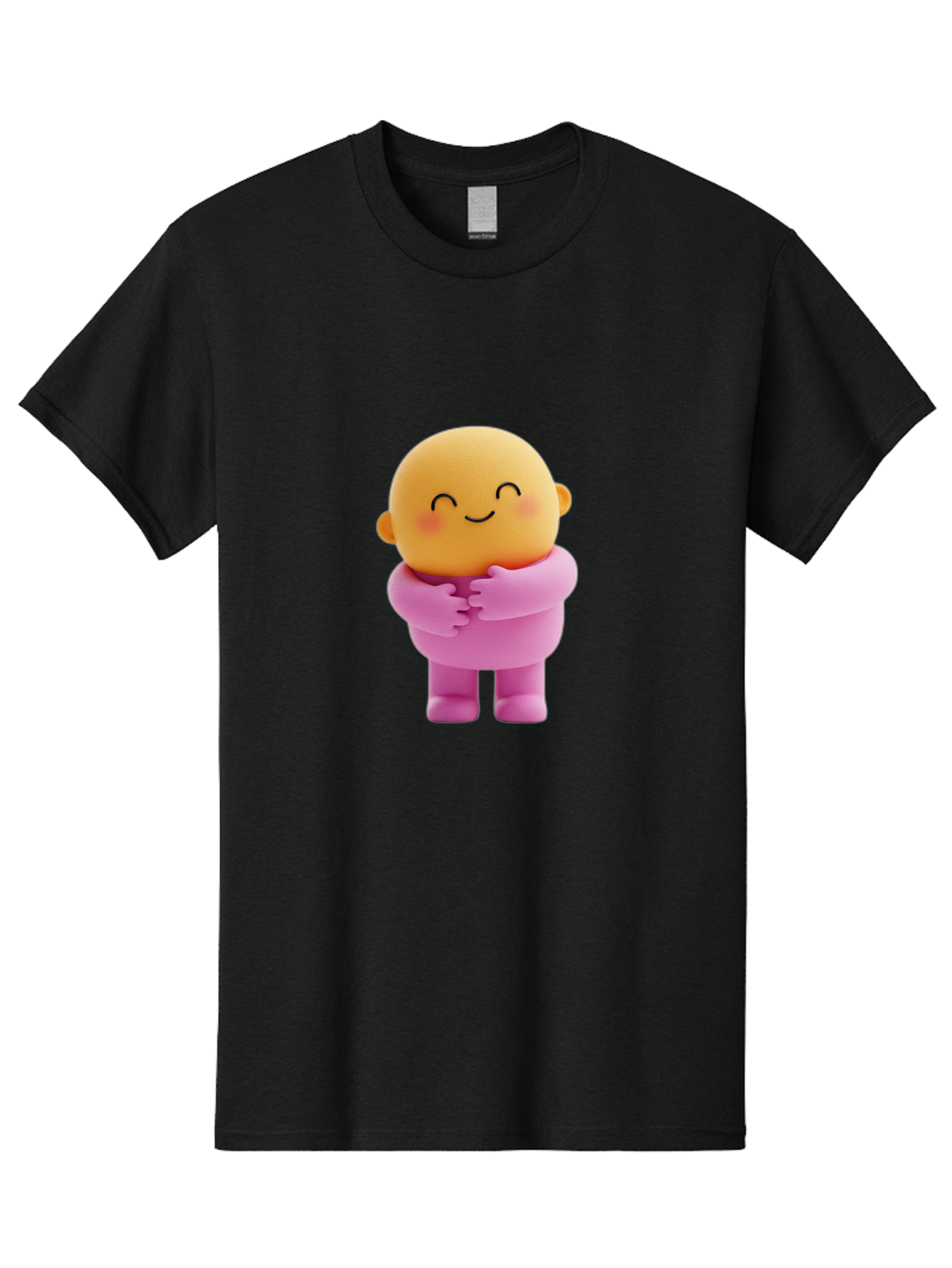 Baby-Figurine Men'S Graphic Tee, 100% Cotton, Comfortable Casual Summer Wear, Machine Washable, Cute Cartoon Character, Smiling Face, Pink Outfit, Hugging Self, Adorable Illustration, Kawaii Art, Lovable Persona, Childlike Charm Bae123
