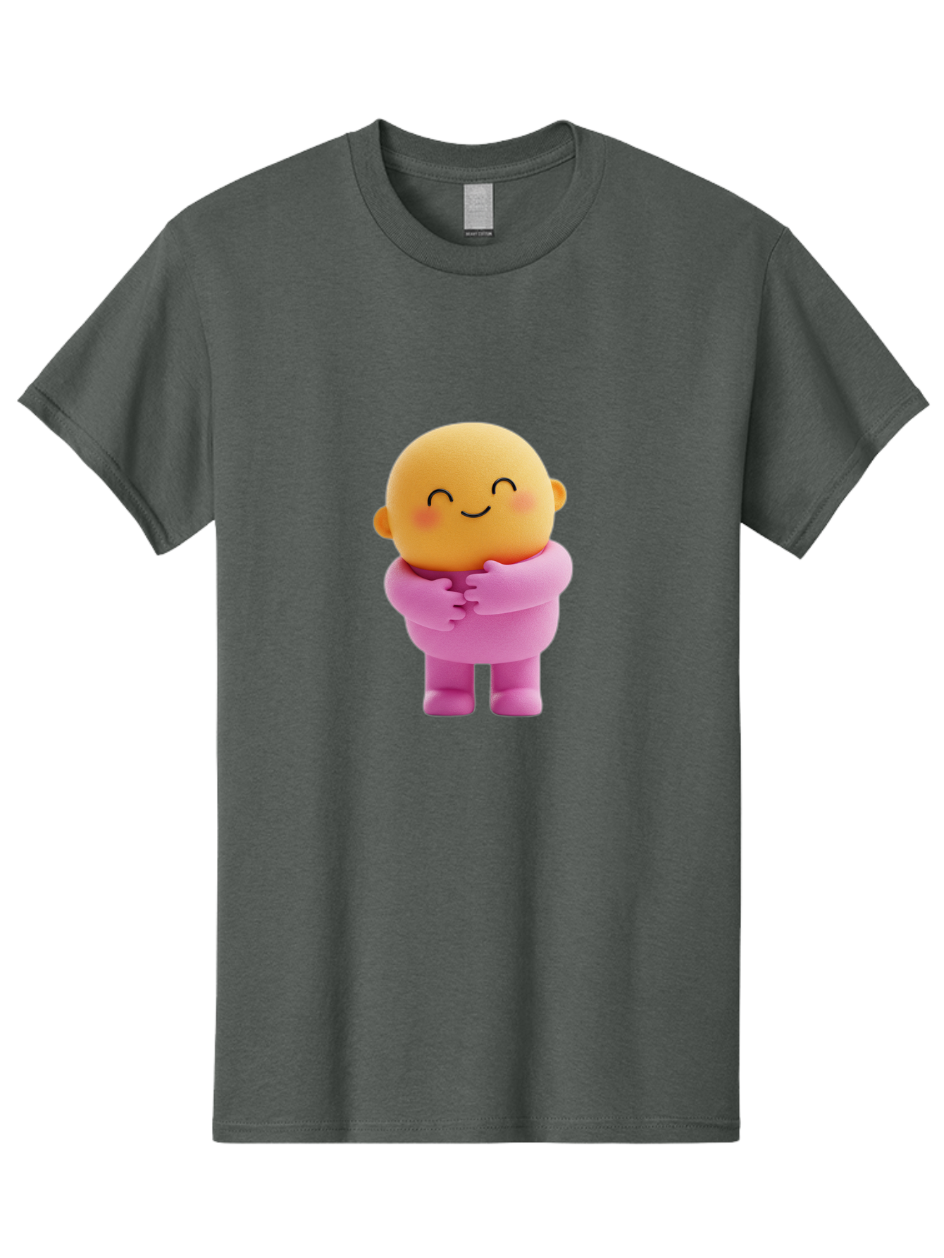 Baby-Figurine Men'S Graphic Tee, 100% Cotton, Comfortable Casual Summer Wear, Machine Washable, Cute Cartoon Character, Smiling Face, Pink Outfit, Hugging Self, Adorable Illustration, Kawaii Art, Lovable Persona, Childlike Charm Bae123