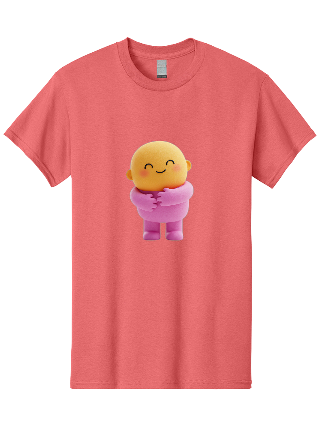 Baby-Figurine Men'S Graphic Tee, 100% Cotton, Comfortable Casual Summer Wear, Machine Washable, Cute Cartoon Character, Smiling Face, Pink Outfit, Hugging Self, Adorable Illustration, Kawaii Art, Lovable Persona, Childlike Charm Bae123
