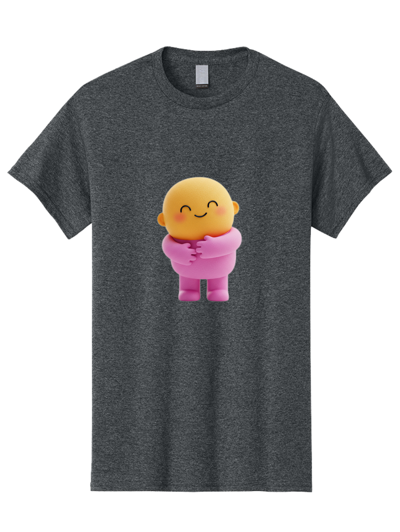 Baby-Figurine Men'S Graphic Tee, 100% Cotton, Comfortable Casual Summer Wear, Machine Washable, Cute Cartoon Character, Smiling Face, Pink Outfit, Hugging Self, Adorable Illustration, Kawaii Art, Lovable Persona, Childlike Charm Bae123
