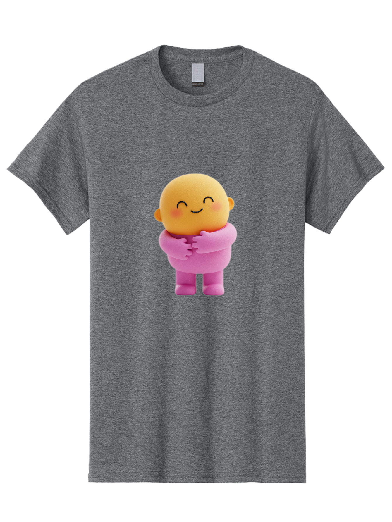 Baby-Figurine Men'S Graphic Tee, 100% Cotton, Comfortable Casual Summer Wear, Machine Washable, Cute Cartoon Character, Smiling Face, Pink Outfit, Hugging Self, Adorable Illustration, Kawaii Art, Lovable Persona, Childlike Charm Bae123