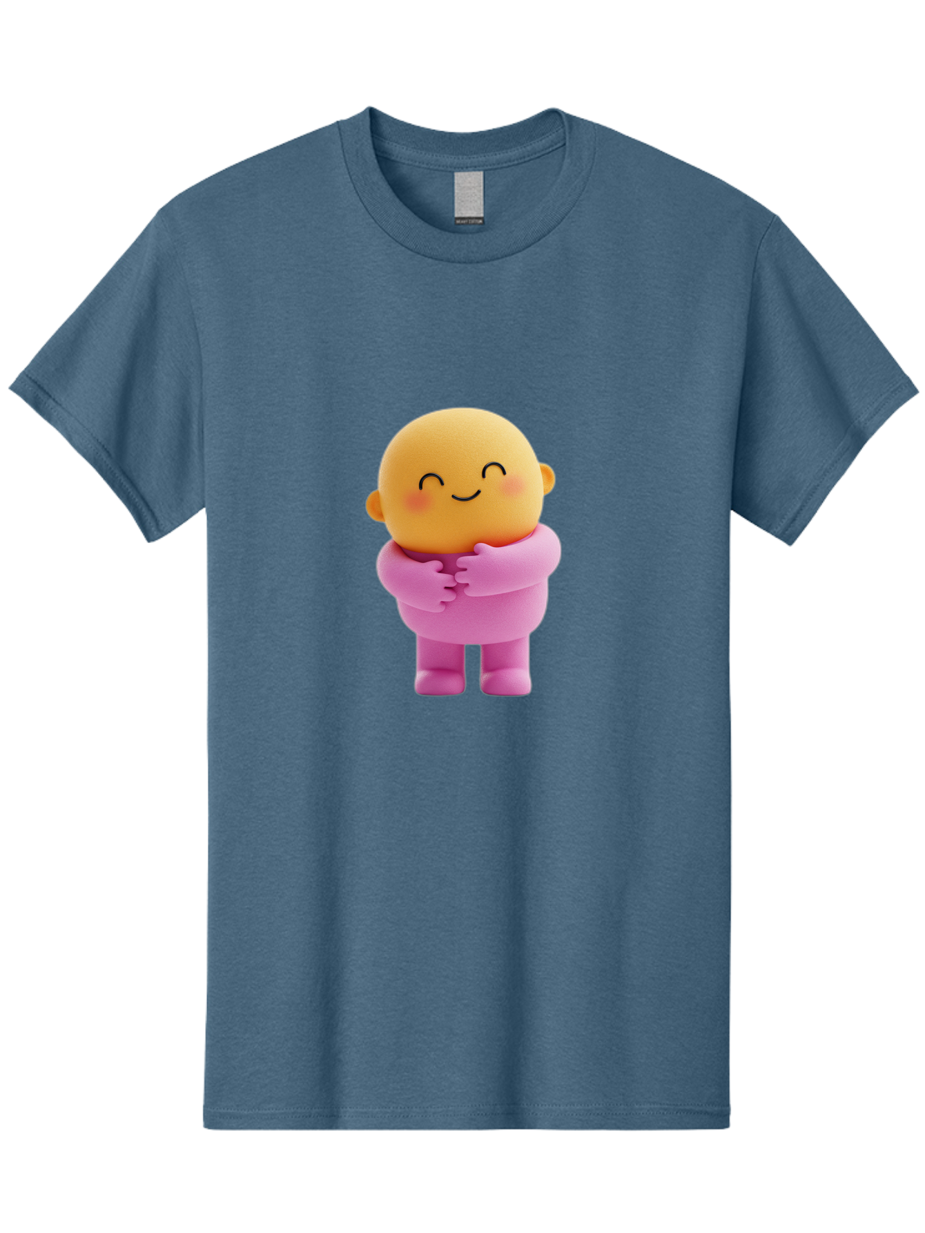 Baby-Figurine Men'S Graphic Tee, 100% Cotton, Comfortable Casual Summer Wear, Machine Washable, Cute Cartoon Character, Smiling Face, Pink Outfit, Hugging Self, Adorable Illustration, Kawaii Art, Lovable Persona, Childlike Charm Bae123